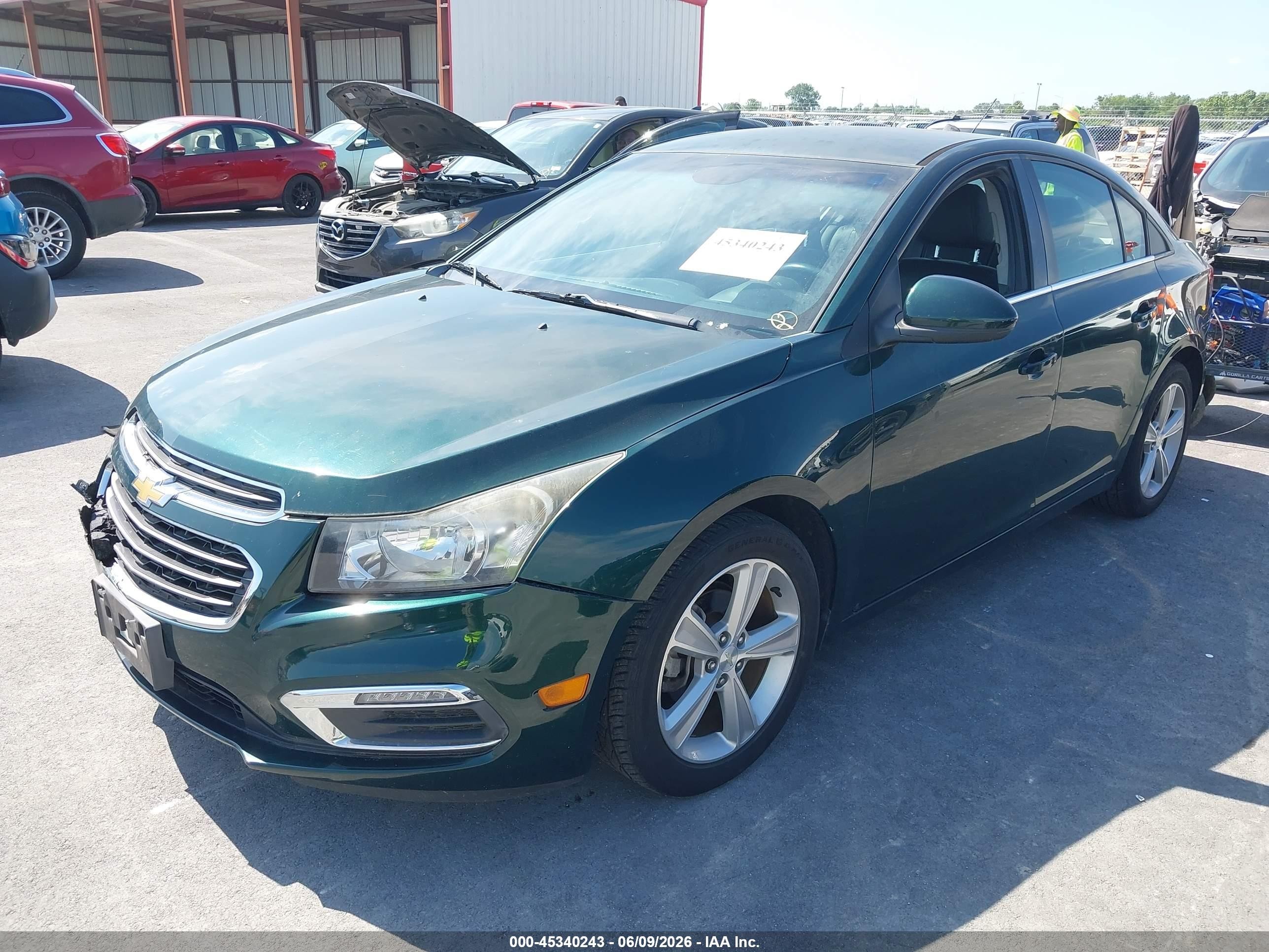 2015 Chevrolet Cruze 2lt Auto Зеленый vin: 1G1PE5SB2F7171191