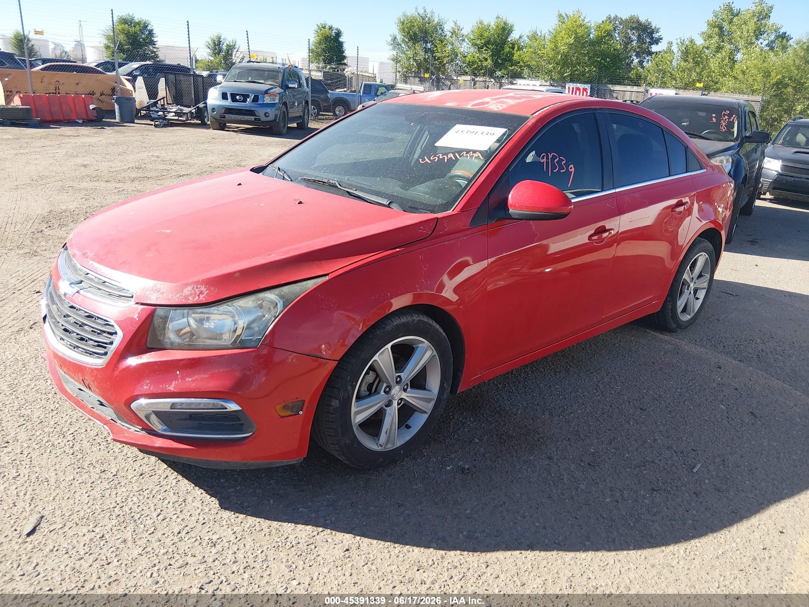 2015 Chevrolet Cruze 2lt Auto Red vin: 1G1PE5SB2F7175838