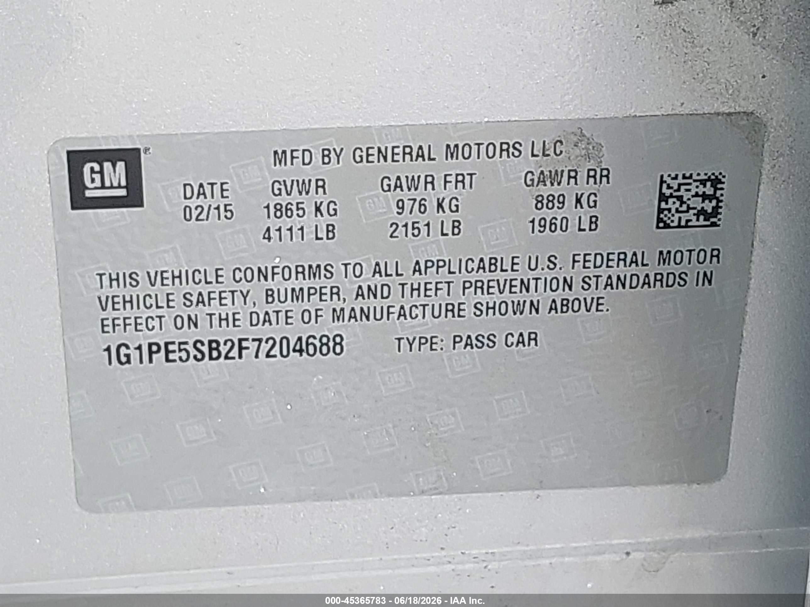 2015 Chevrolet Cruze 2lt Auto Silver vin: 1G1PE5SB2F7204688