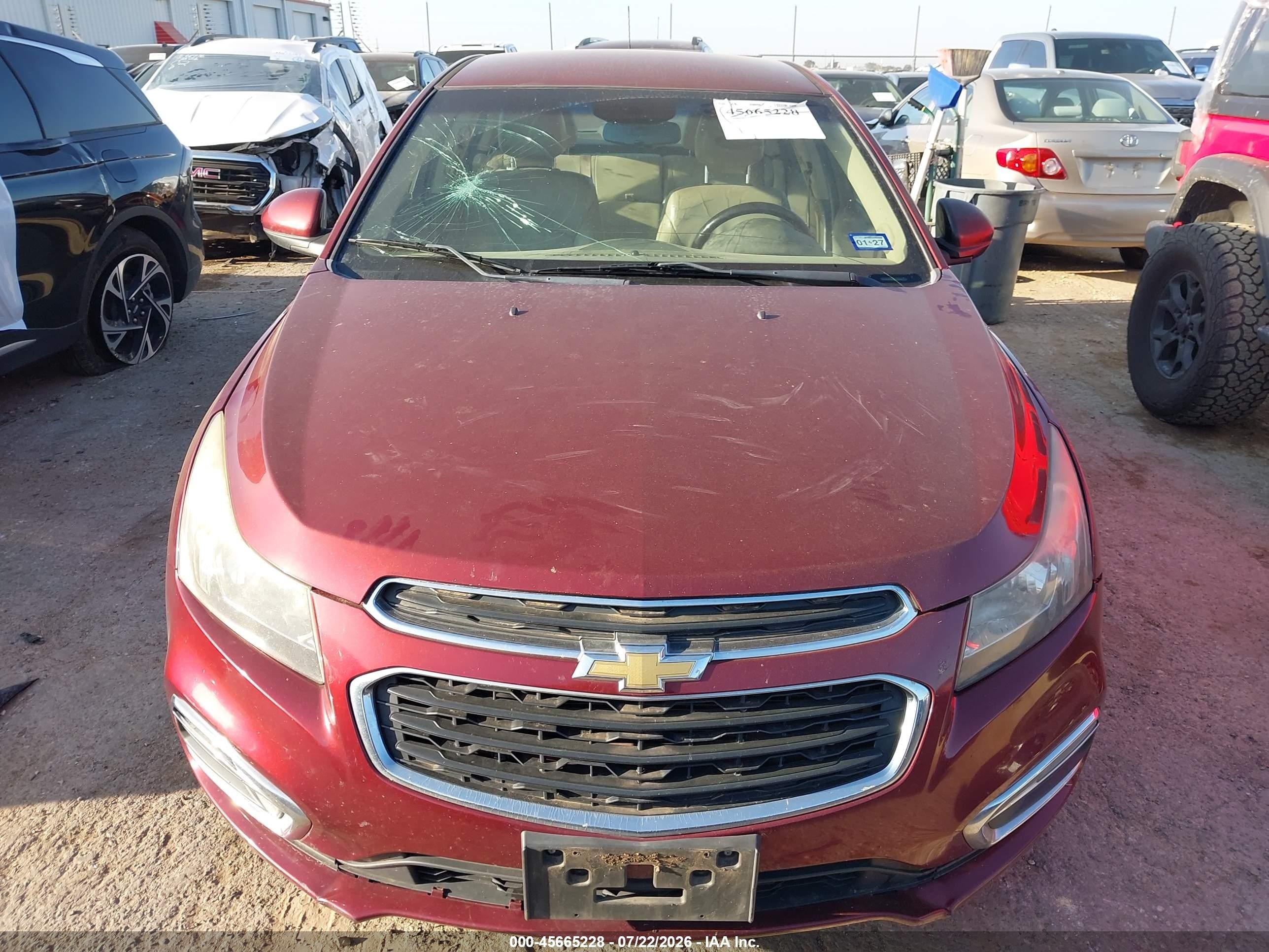 2015 Chevrolet Cruze 2lt Auto Maroon vin: 1G1PE5SB2F7206831