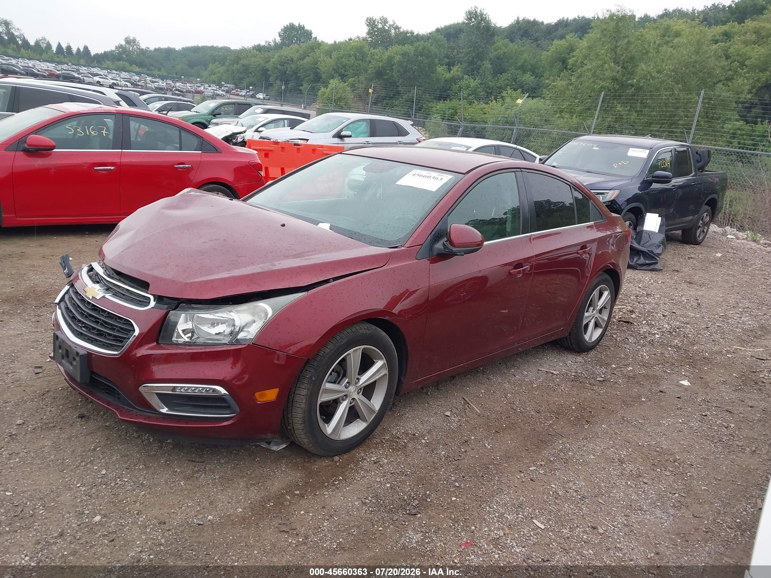 2015 Chevrolet Cruze 2lt Auto Maroon vin: 1G1PE5SB2F7244298