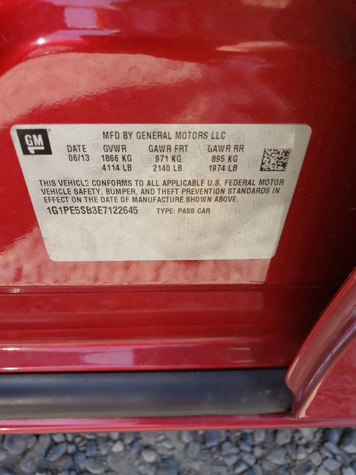 2014 Chevrolet Cruze Lt Red vin: 1G1PE5SB3E7122645
