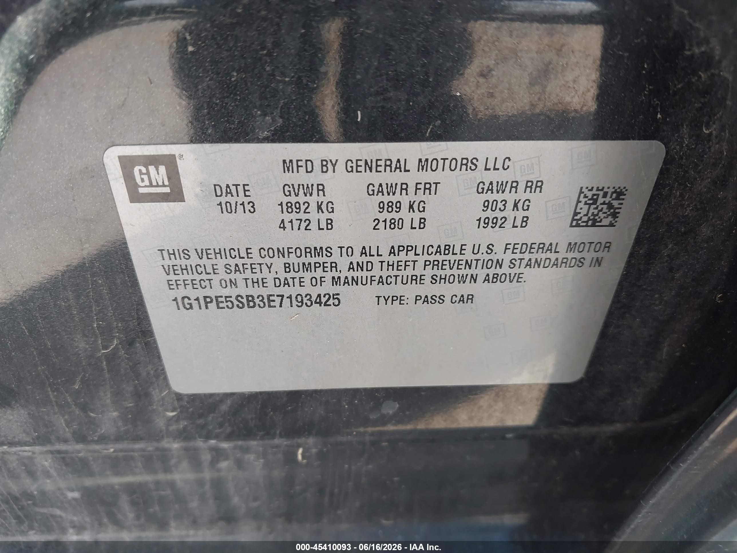2014 Chevrolet Cruze 2lt Auto Черный vin: 1G1PE5SB3E7193425