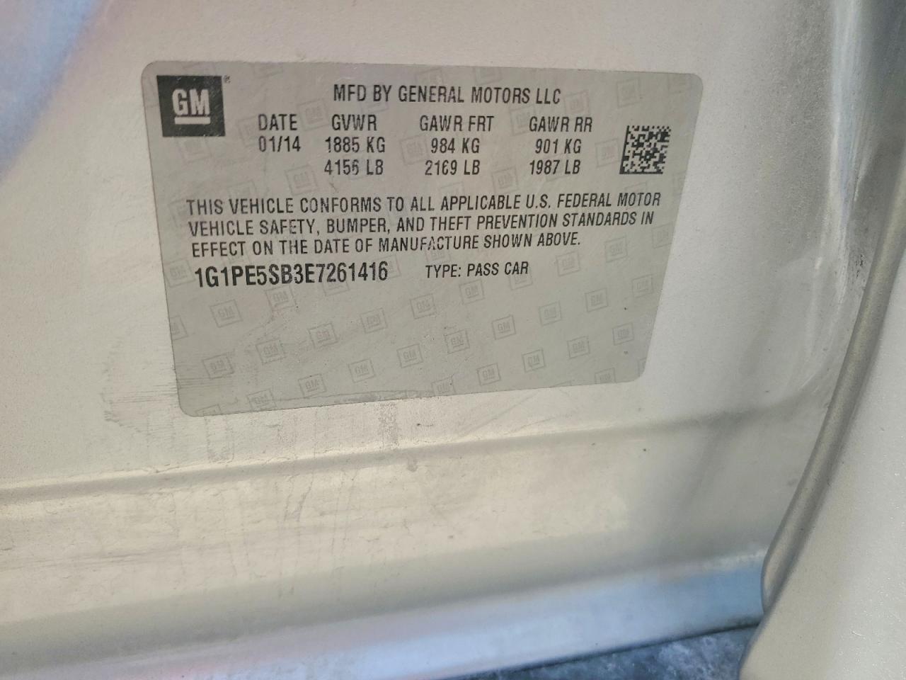 2014 Chevrolet Cruze Lt Серебряный vin: 1G1PE5SB3E7261416