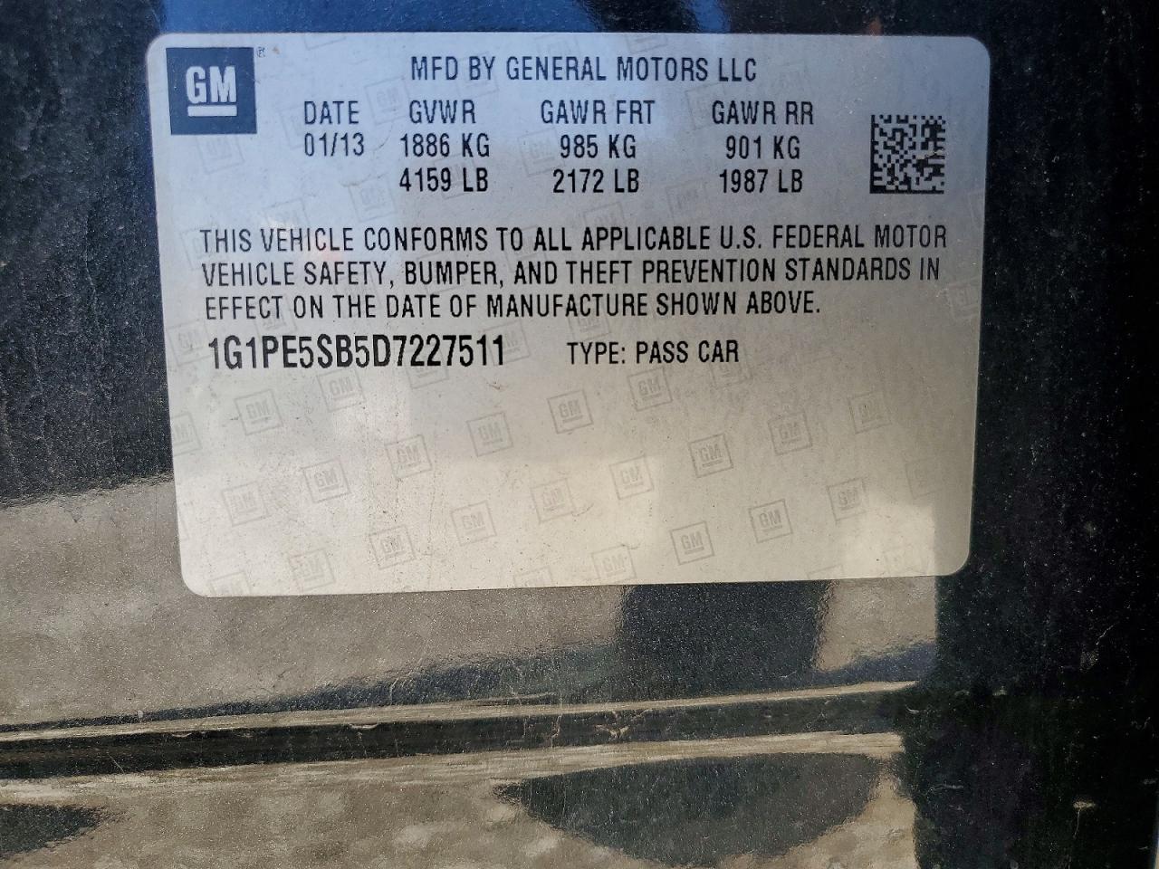 2013 Chevrolet Cruze Lt Черный vin: 1G1PE5SB5D7227511