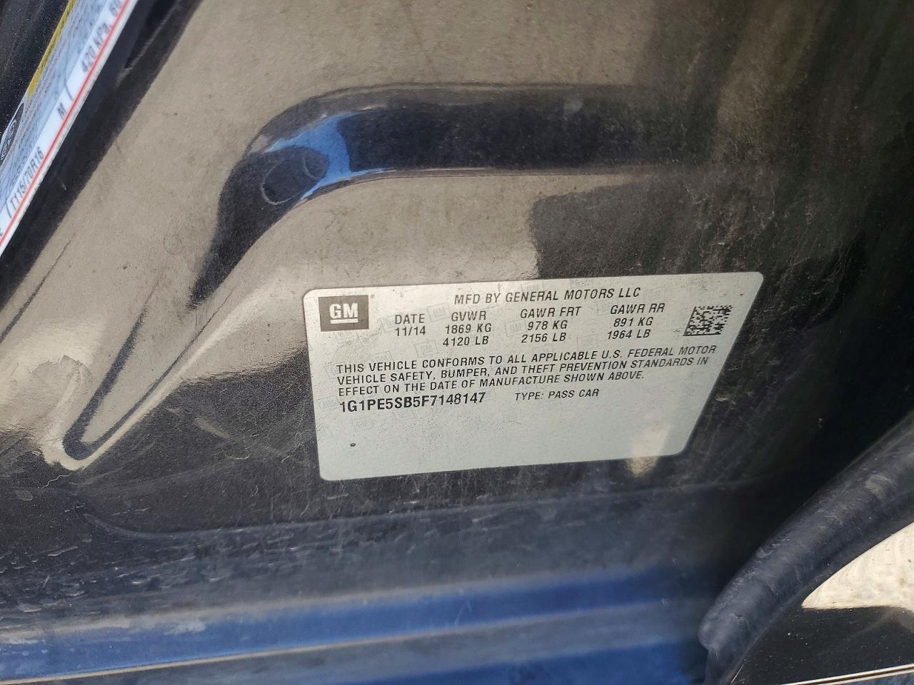 2015 Chevrolet Cruze Lt Угольный vin: 1G1PE5SB5F7148147