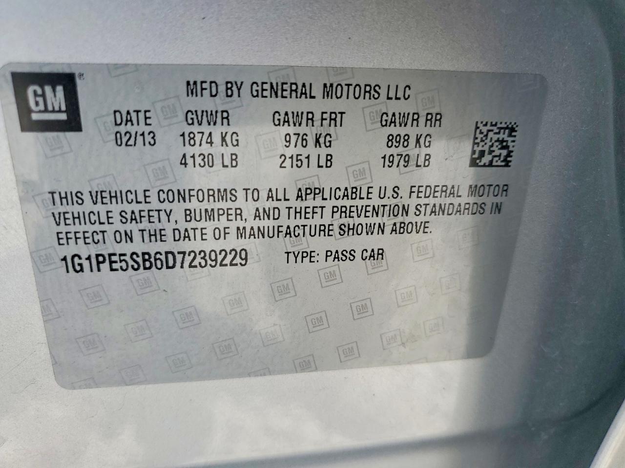 2013 Chevrolet Cruze Lt Silver vin: 1G1PE5SB6D7239229
