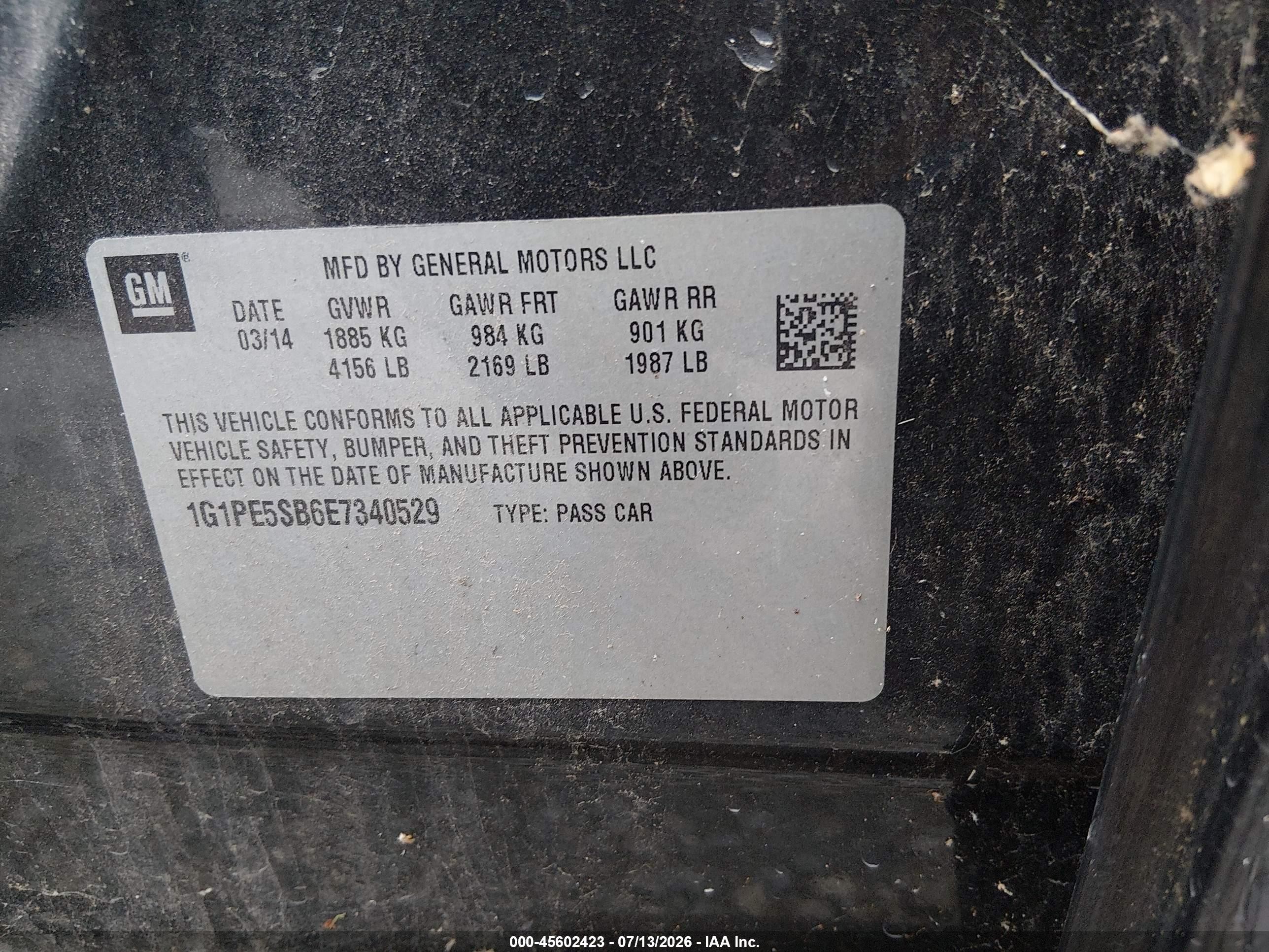 2014 Chevrolet Cruze 2lt Auto Gray vin: 1G1PE5SB6E7340529