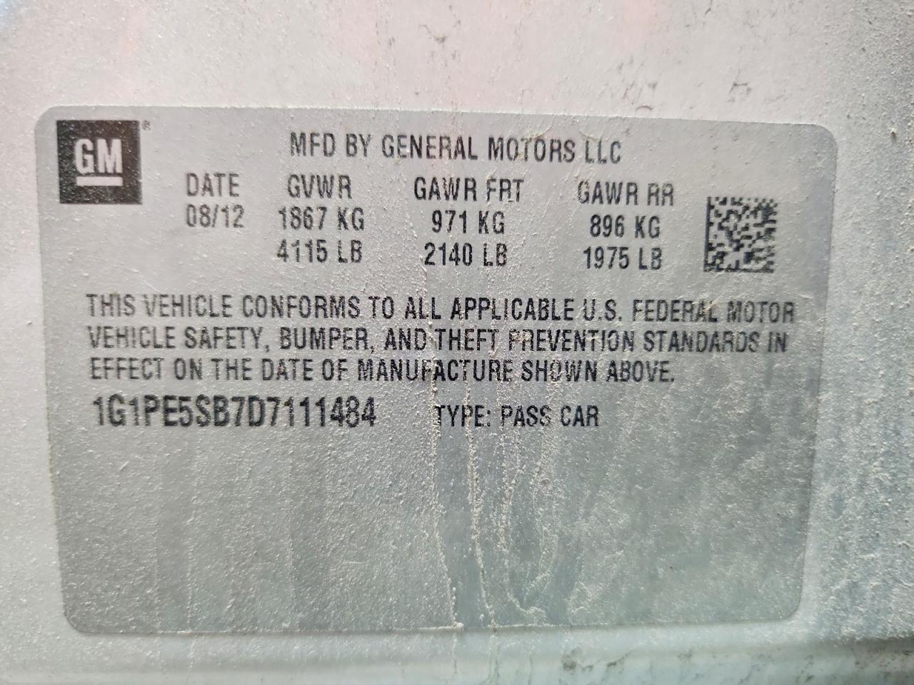 2013 Chevrolet Cruze Lt Silver vin: 1G1PE5SB7D7111484
