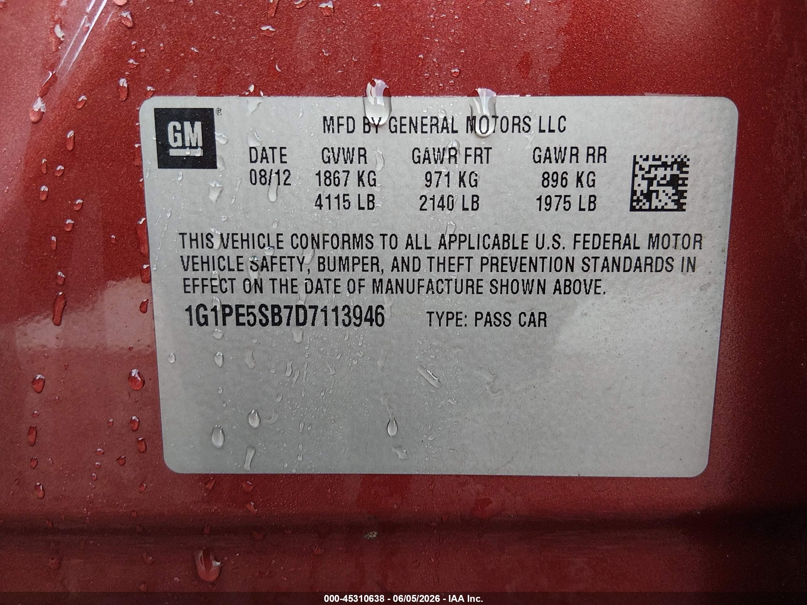2013 Chevrolet Cruze 2lt Auto Orange vin: 1G1PE5SB7D7113946