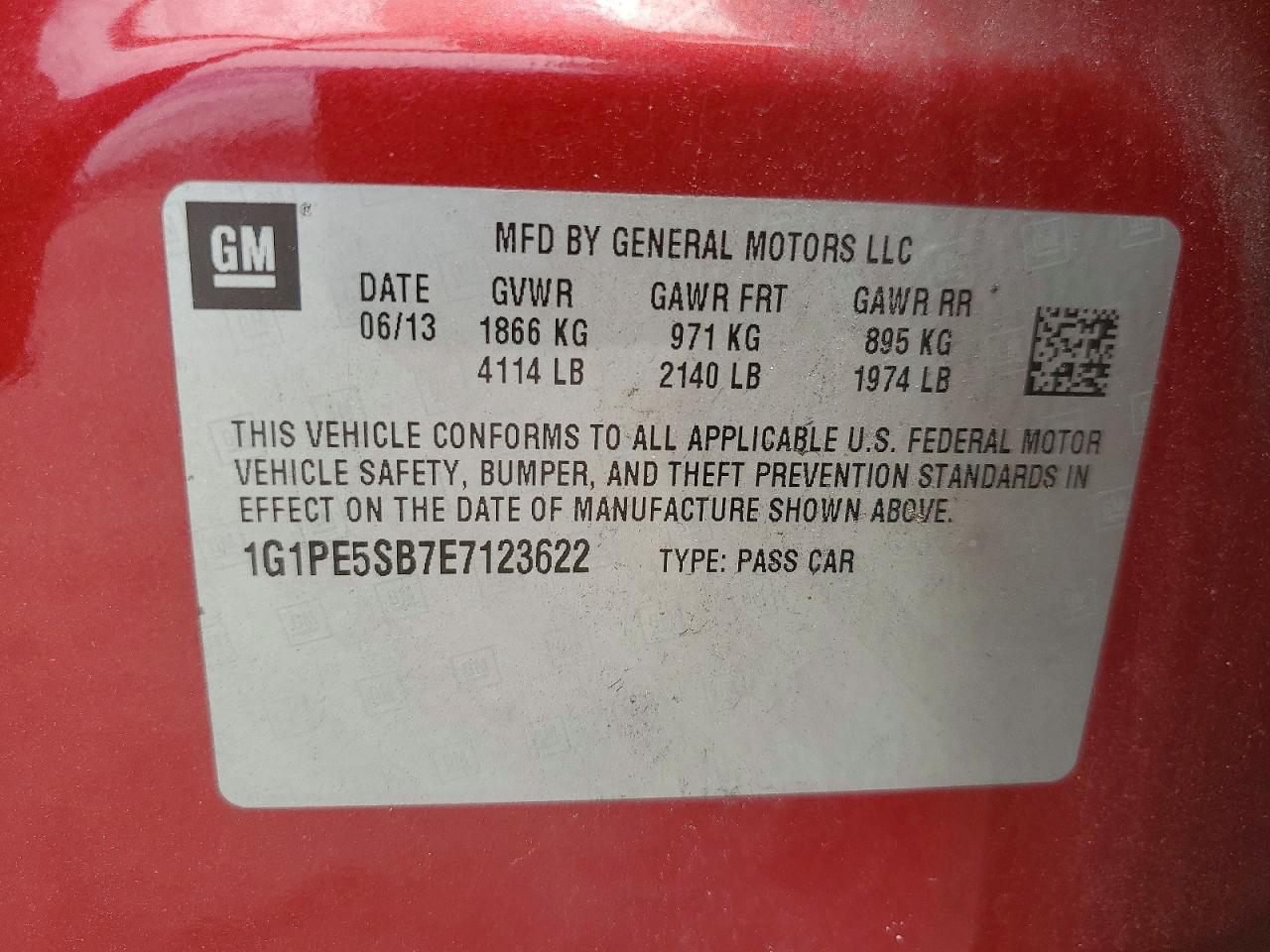 2014 Chevrolet Cruze Lt Maroon vin: 1G1PE5SB7E7123622