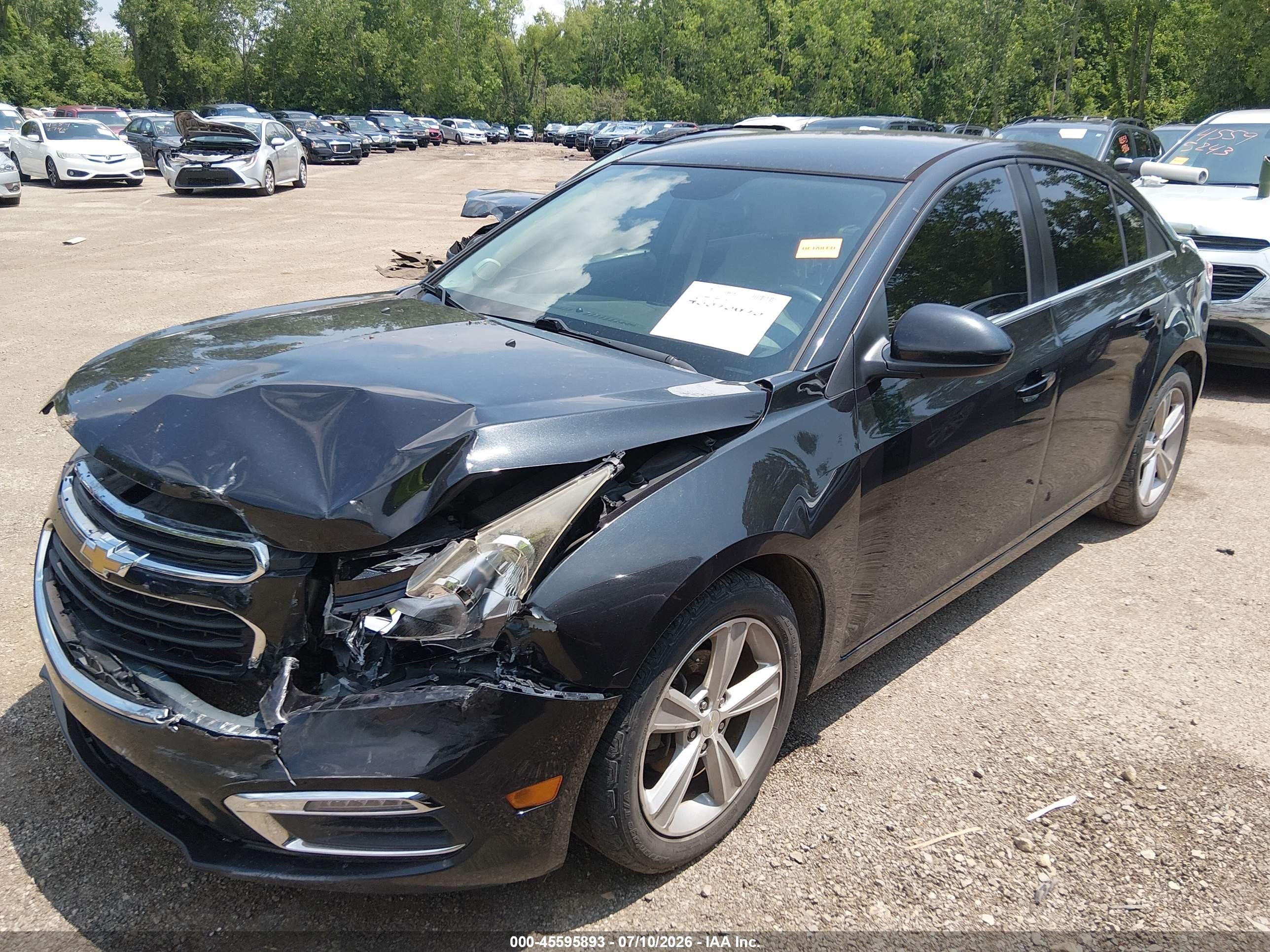 2015 Chevrolet Cruze 2lt Auto Black vin: 1G1PE5SB7F7155438