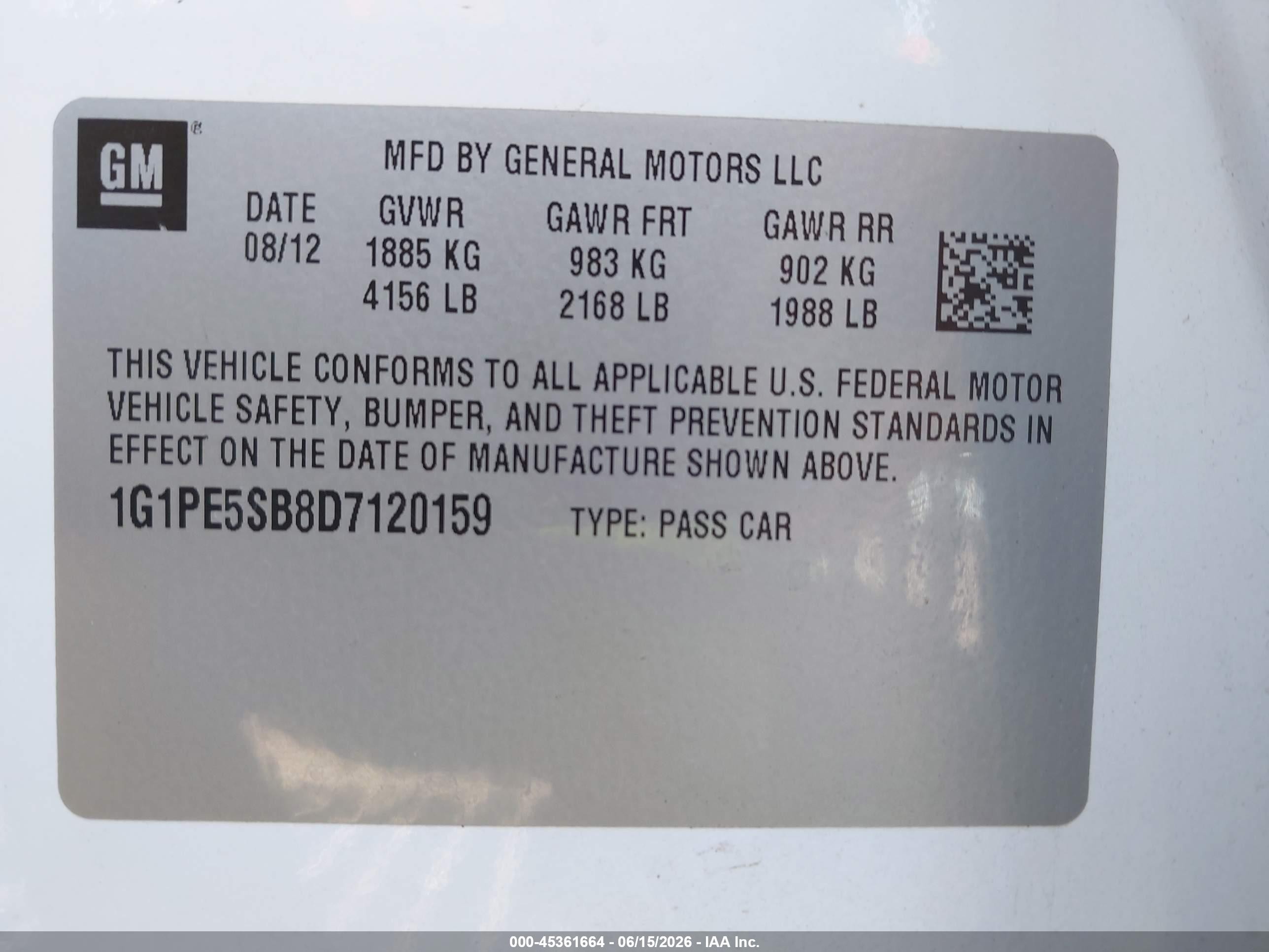 2013 Chevrolet Cruze 2lt Auto White vin: 1G1PE5SB8D7120159