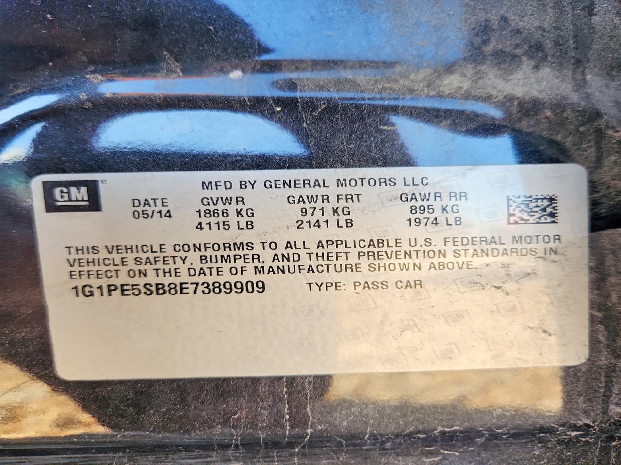 2014 Chevrolet Cruze Lt Gray vin: 1G1PE5SB8E7389909
