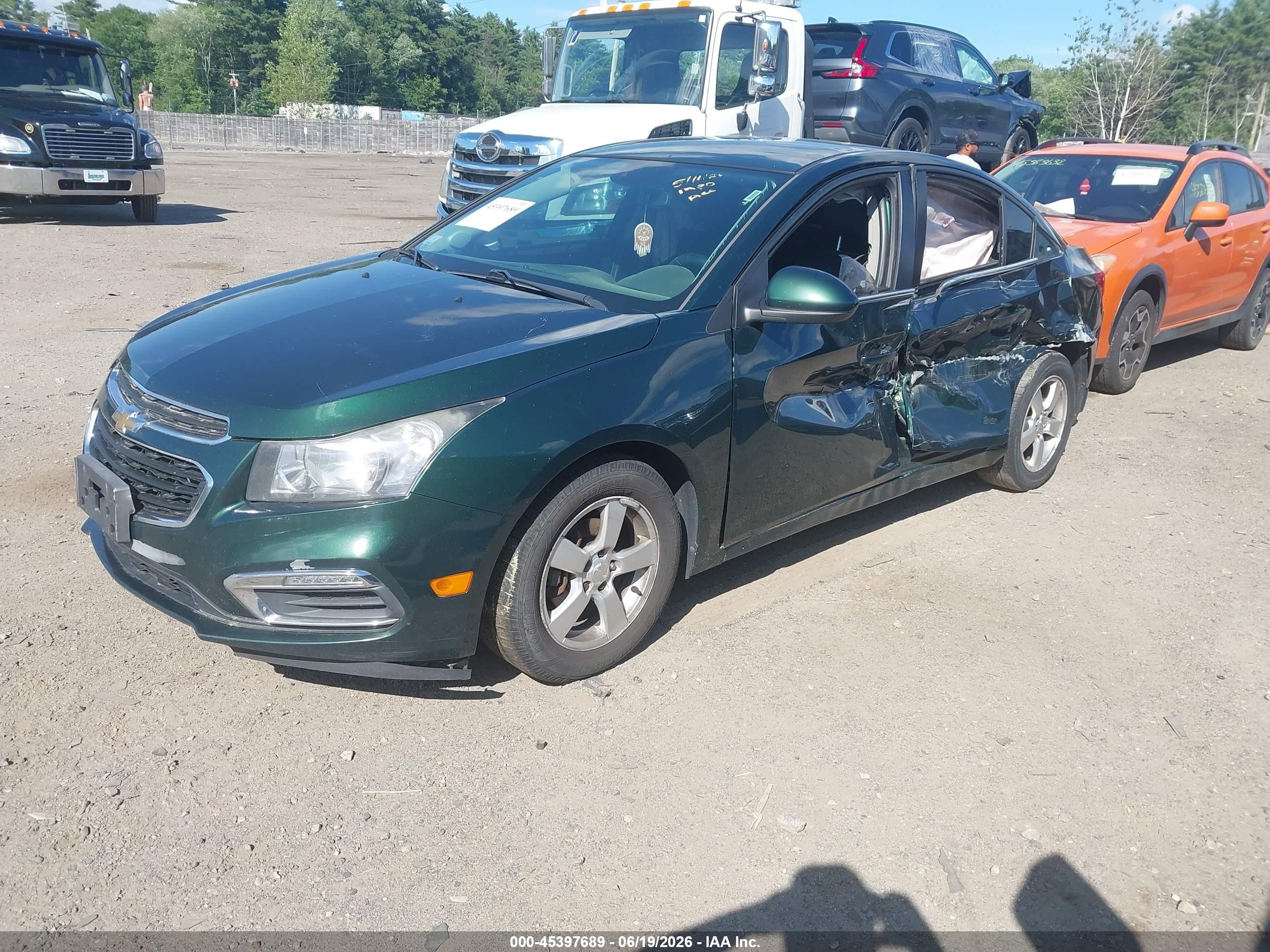 2015 Chevrolet Cruze 2lt Auto Green vin: 1G1PE5SB8F7182292