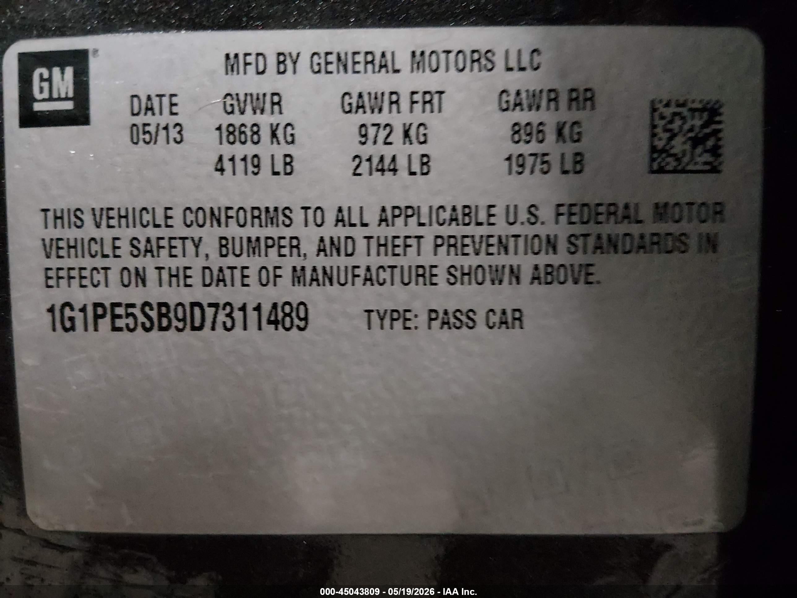 2013 Chevrolet Cruze 2lt Auto Gray vin: 1G1PE5SB9D7311489