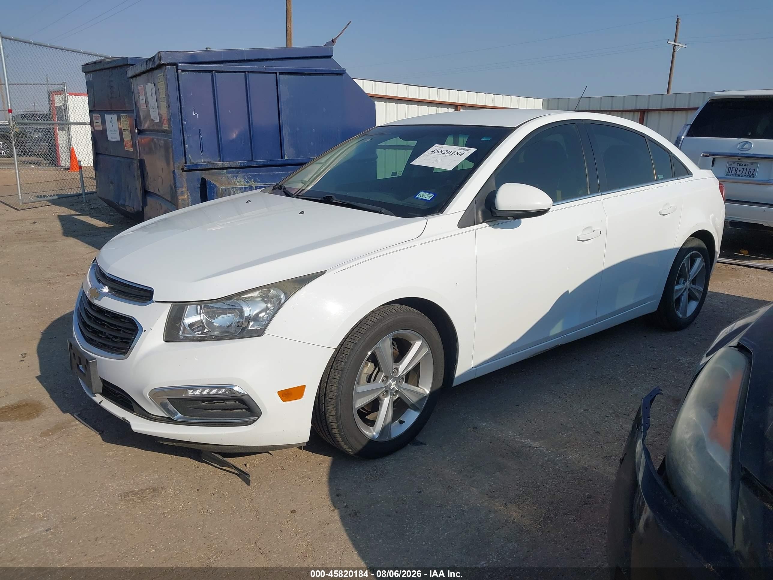 2015 Chevrolet Cruze 2lt Auto White vin: 1G1PE5SB9F7249725