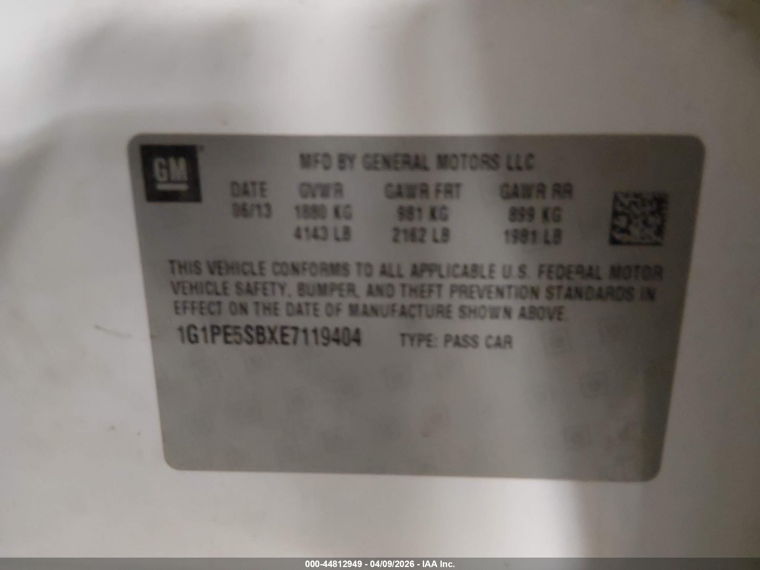 2014 Chevrolet Cruze 2lt Auto White vin: 1G1PE5SBXE7119404