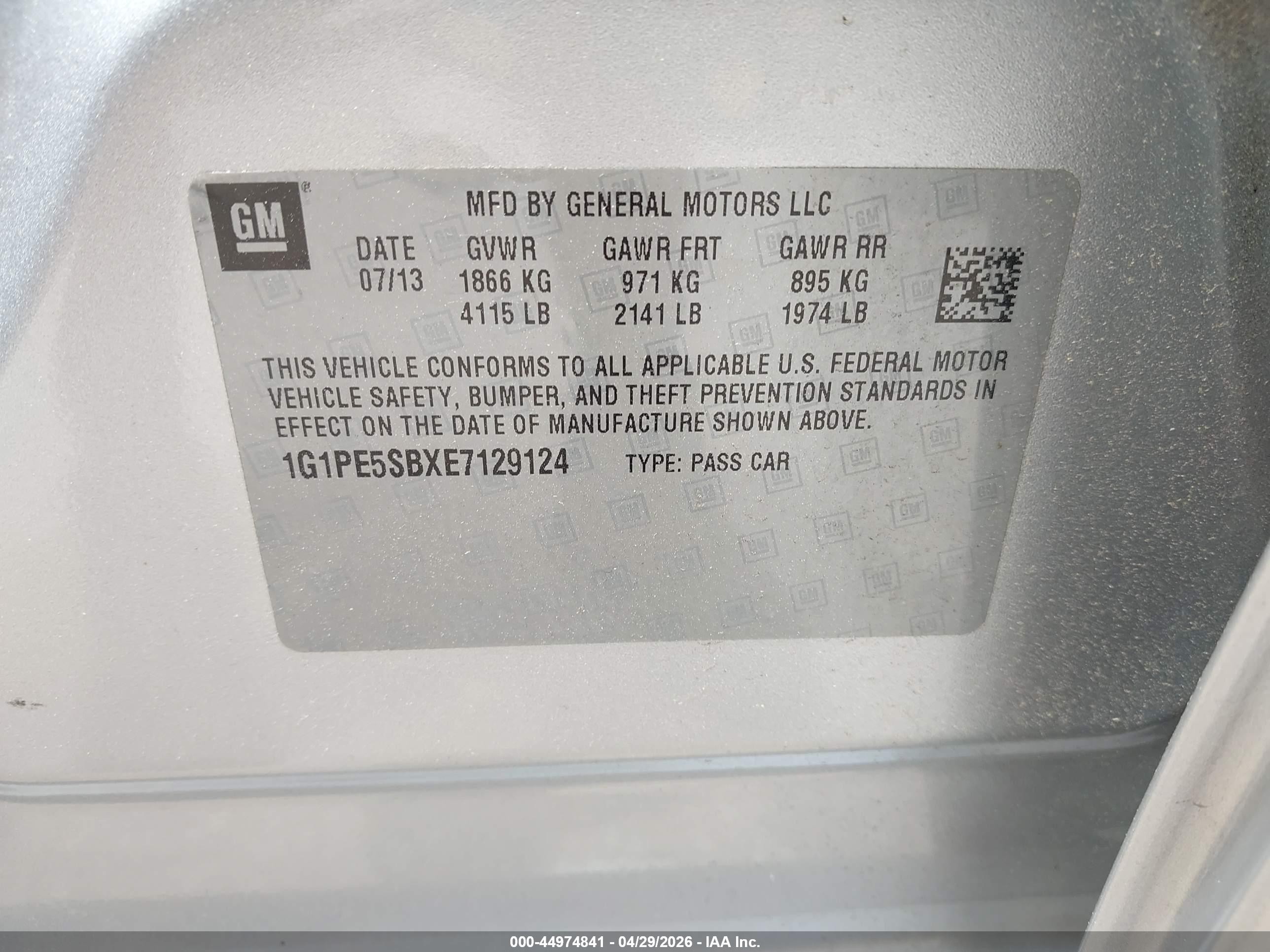 2014 Chevrolet Cruze 2lt Auto Silver vin: 1G1PE5SBXE7129124