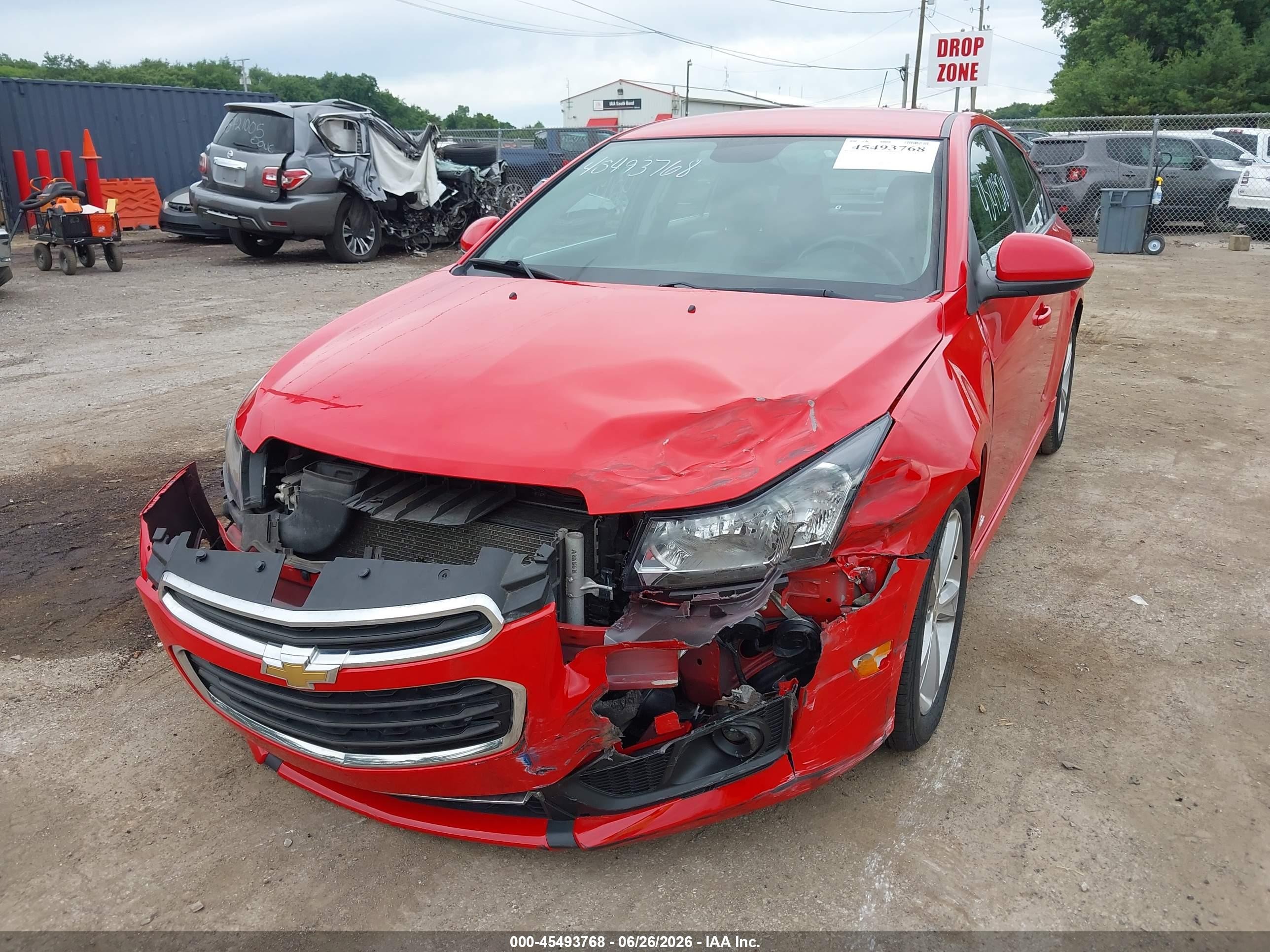 2015 Chevrolet Cruze 2lt Auto Red vin: 1G1PE5SBXF7115404
