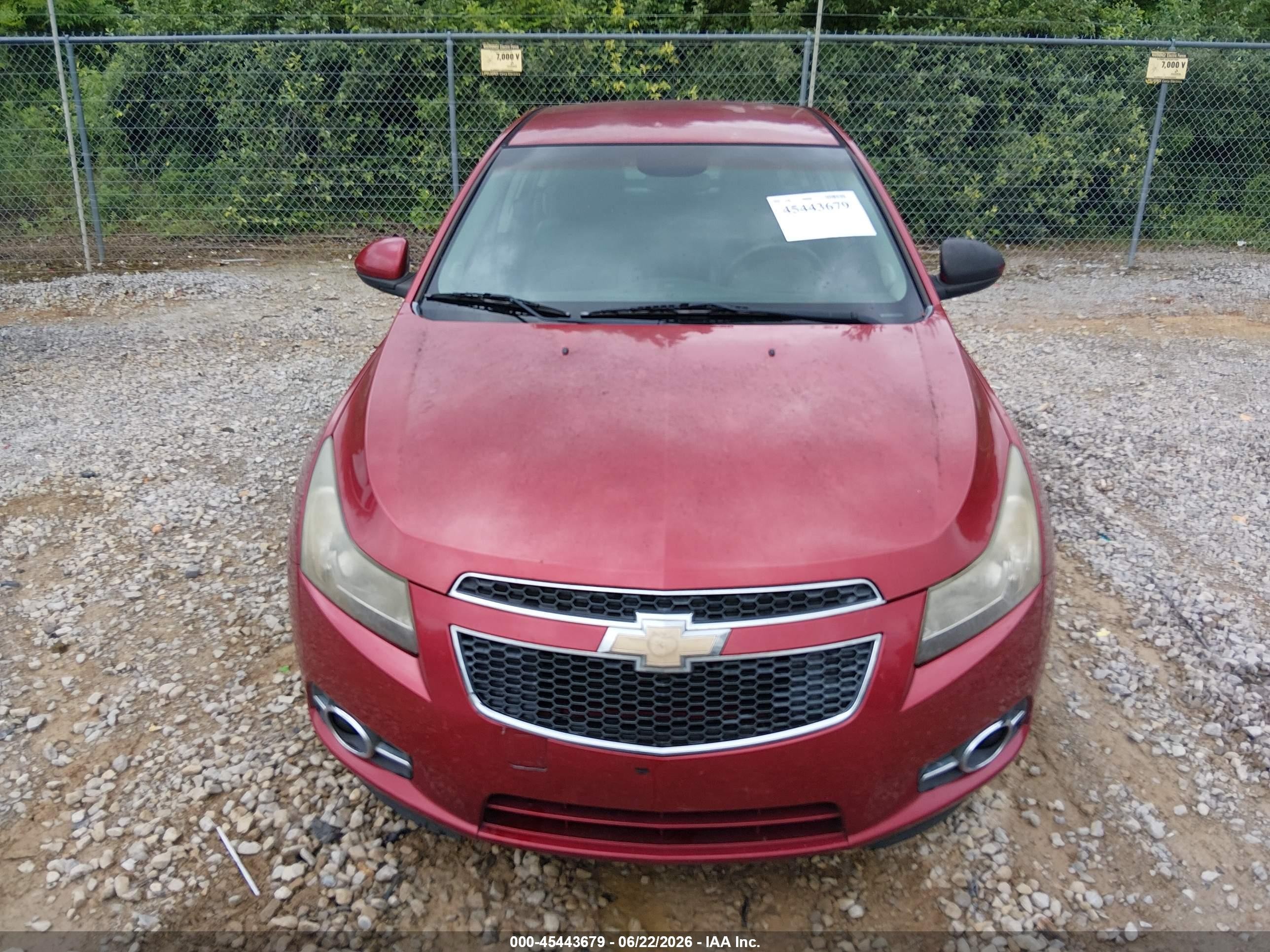 2012 Chevrolet Cruze Lt Red vin: 1G1PE5SC0C7171288