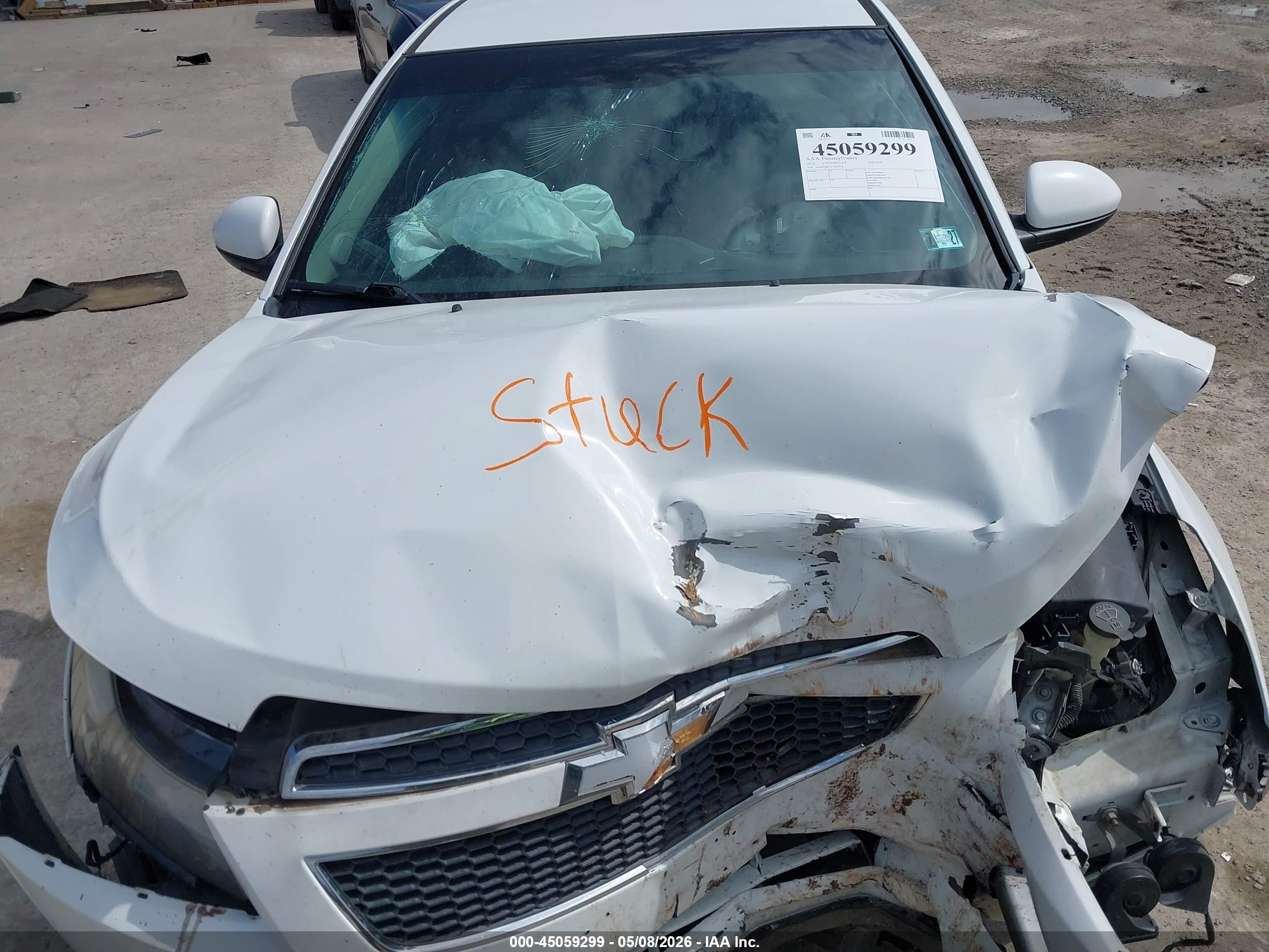 2012 Chevrolet Cruze Lt White vin: 1G1PE5SC7C7364733