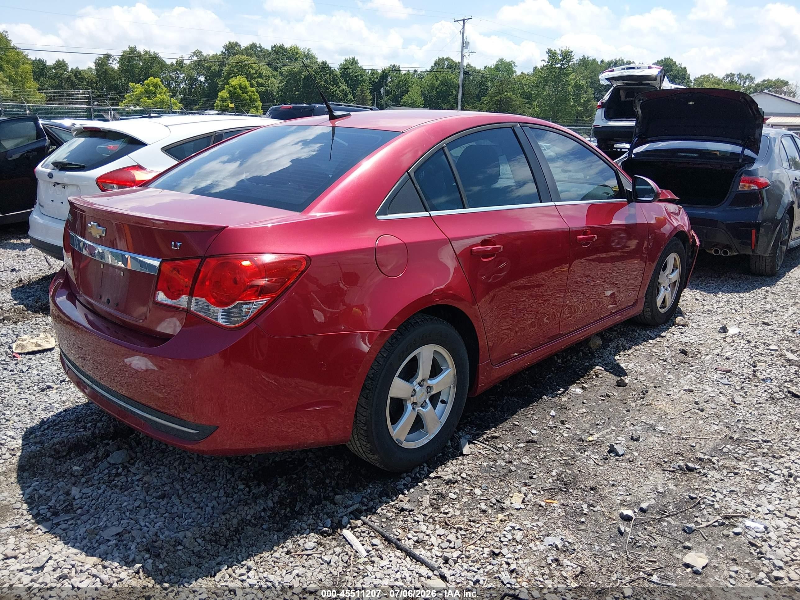 2011 Chevrolet Cruze 1lt Red vin: 1G1PF5S90B7159738