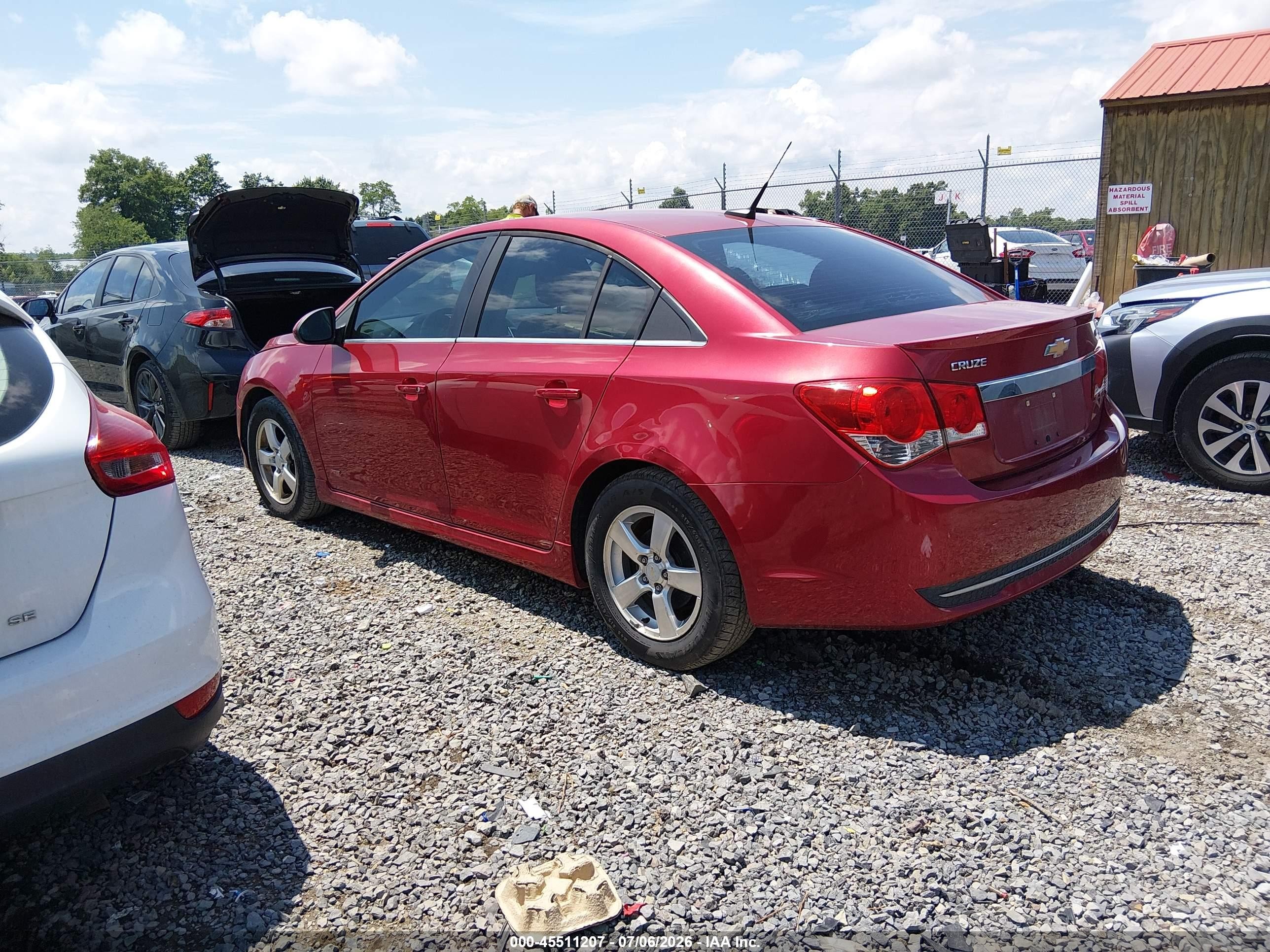 2011 Chevrolet Cruze 1lt Red vin: 1G1PF5S90B7159738