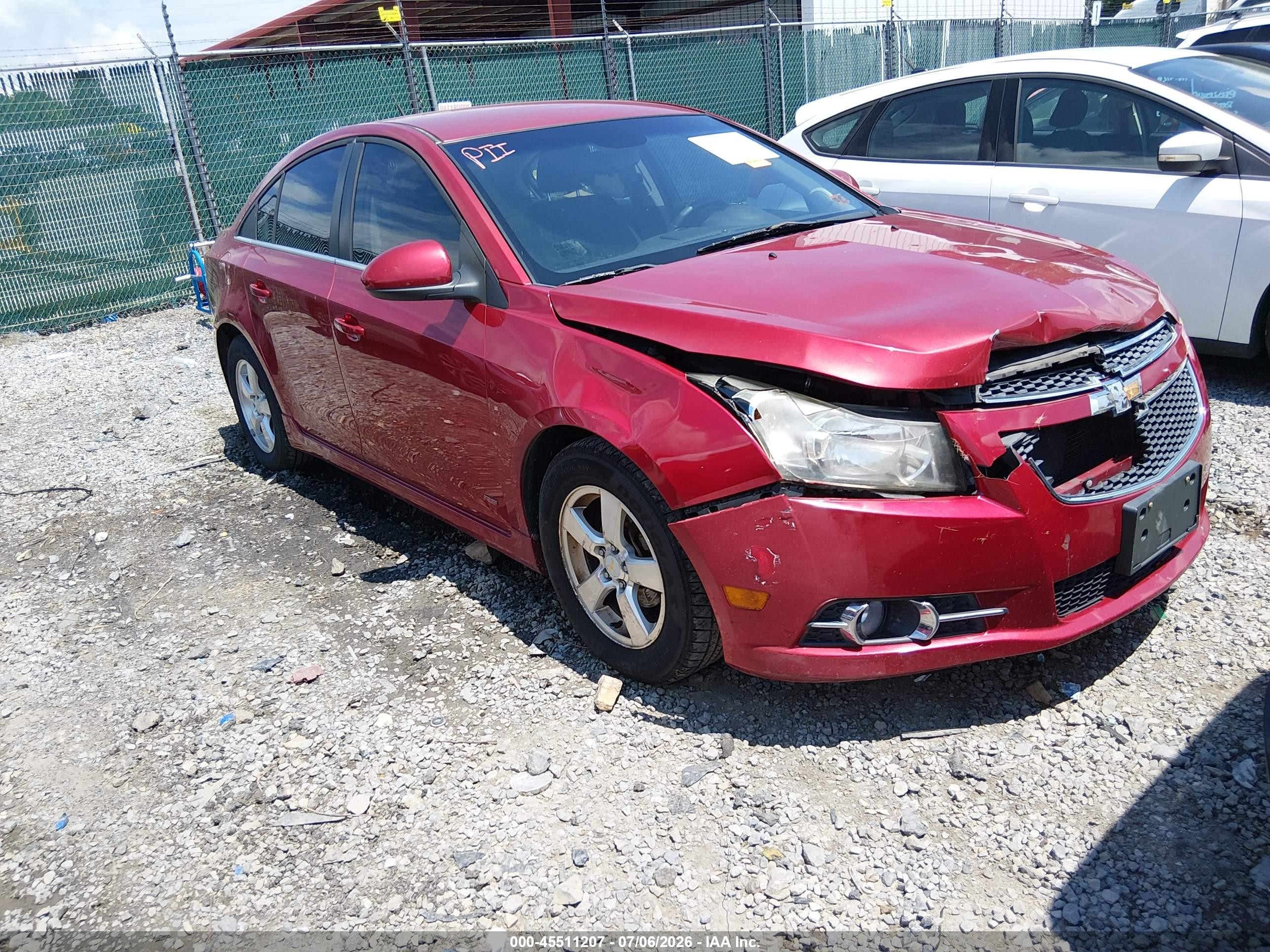 2011 Chevrolet Cruze 1lt Red vin: 1G1PF5S90B7159738