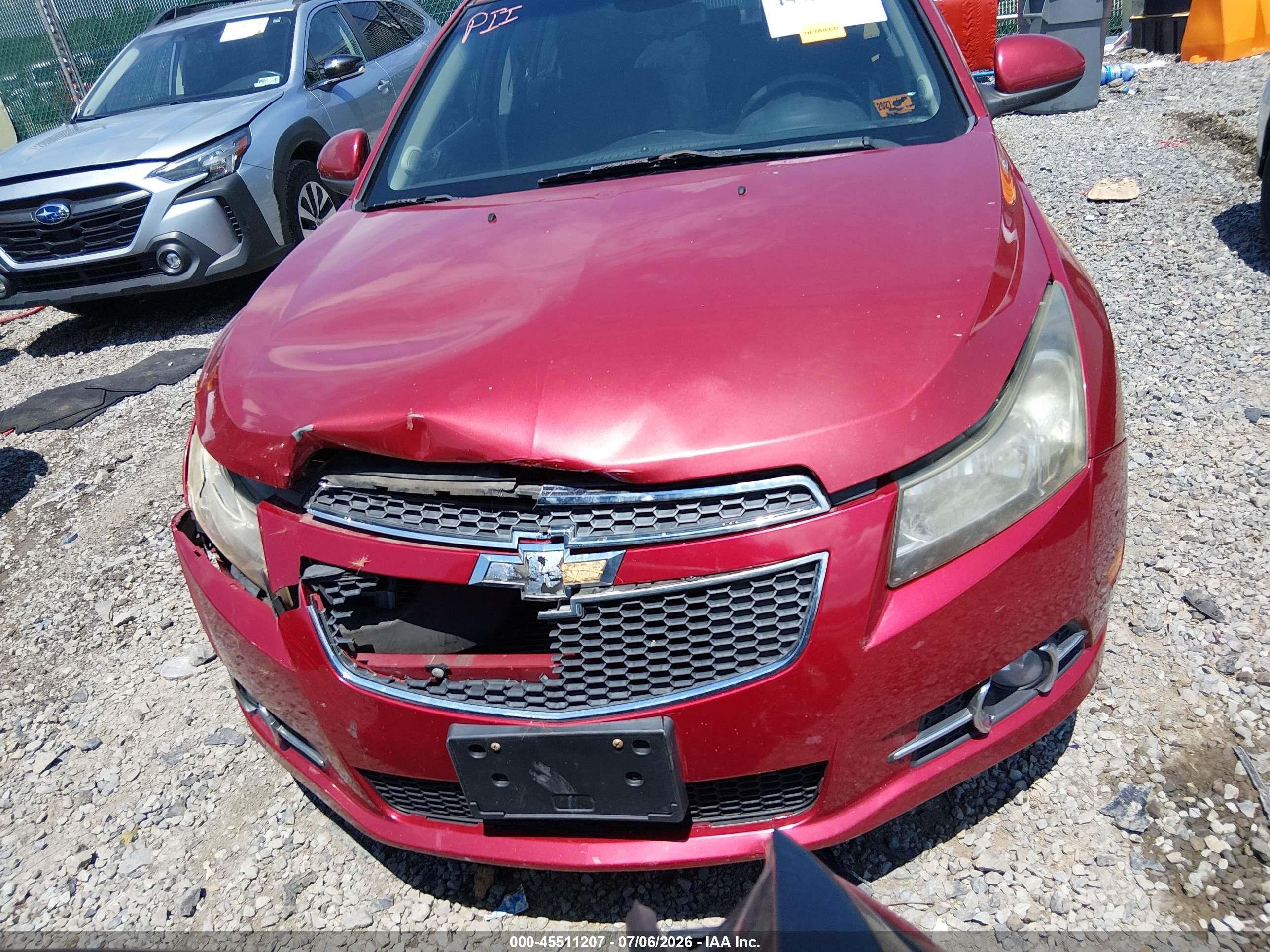 2011 Chevrolet Cruze 1lt Red vin: 1G1PF5S90B7159738