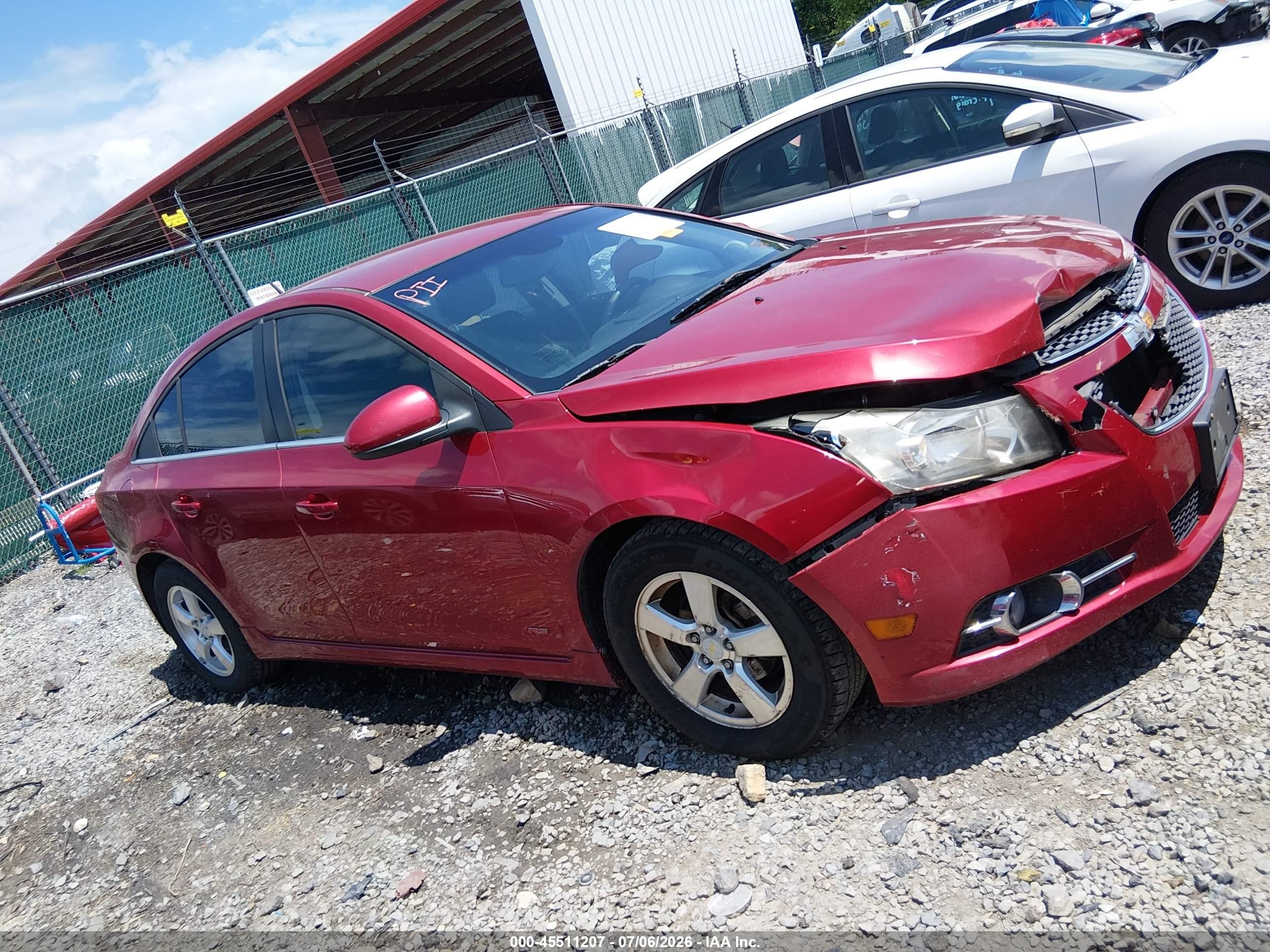 2011 Chevrolet Cruze 1lt Red vin: 1G1PF5S90B7159738