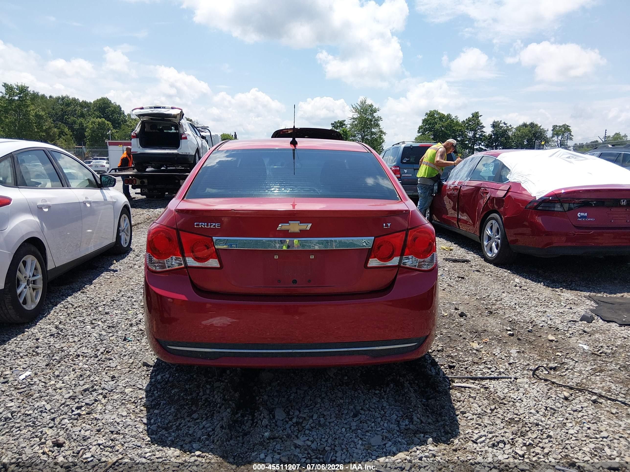 2011 Chevrolet Cruze 1lt Red vin: 1G1PF5S90B7159738