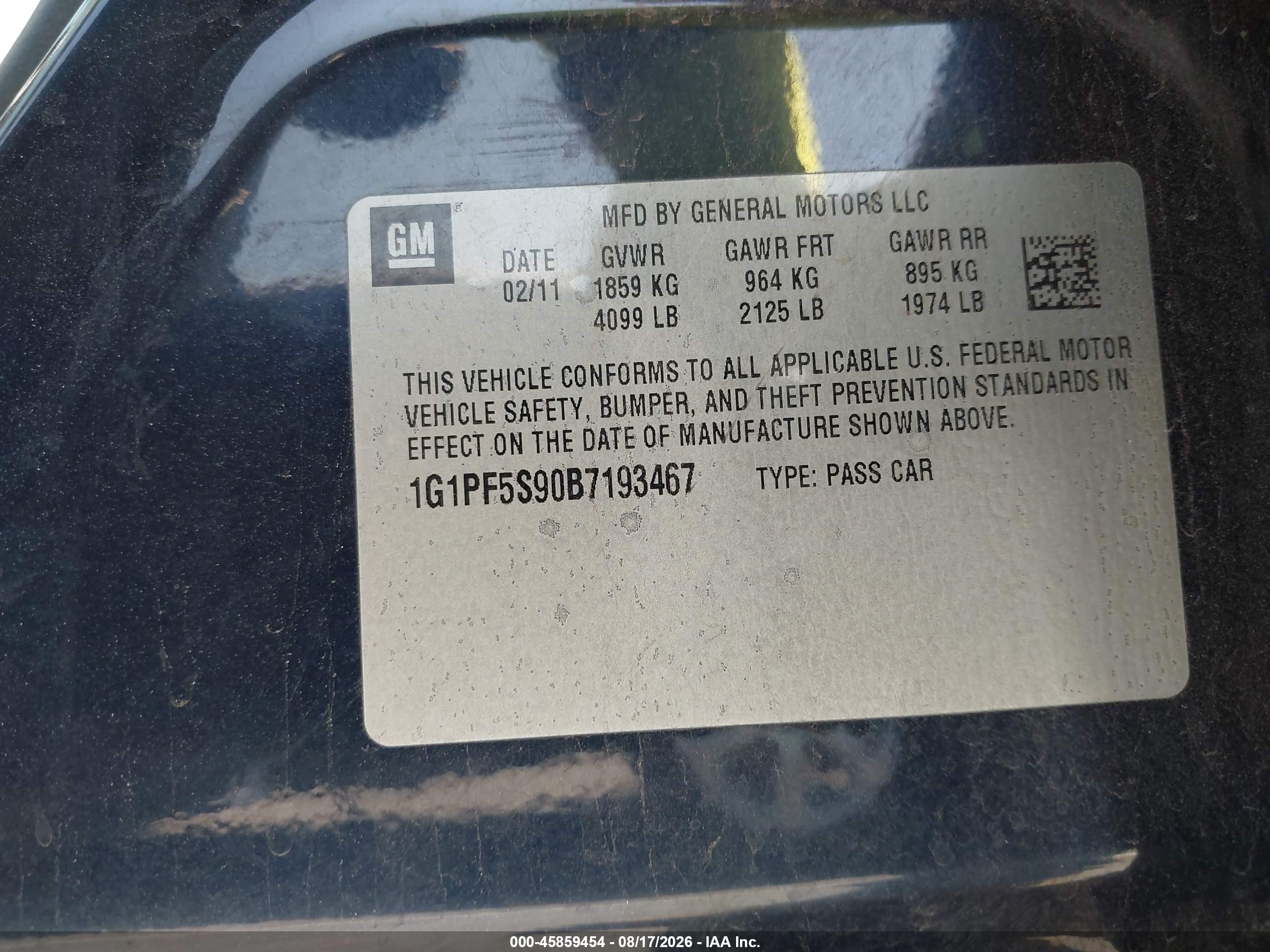 2011 Chevrolet Cruze 1lt Синий vin: 1G1PF5S90B7193467