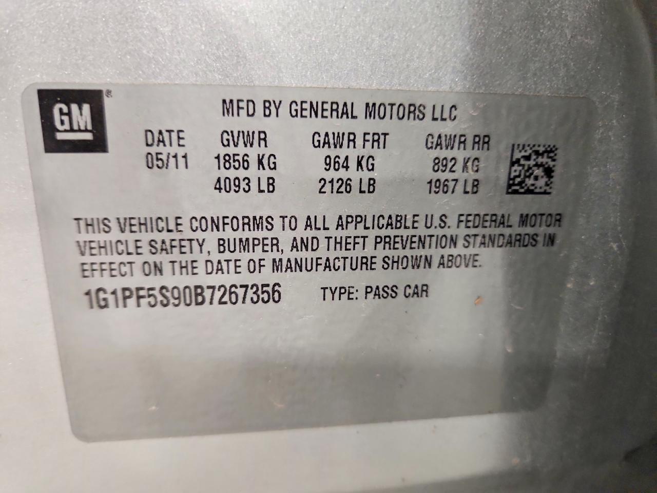 2011 Chevrolet Cruze Lt Silver vin: 1G1PF5S90B7267356
