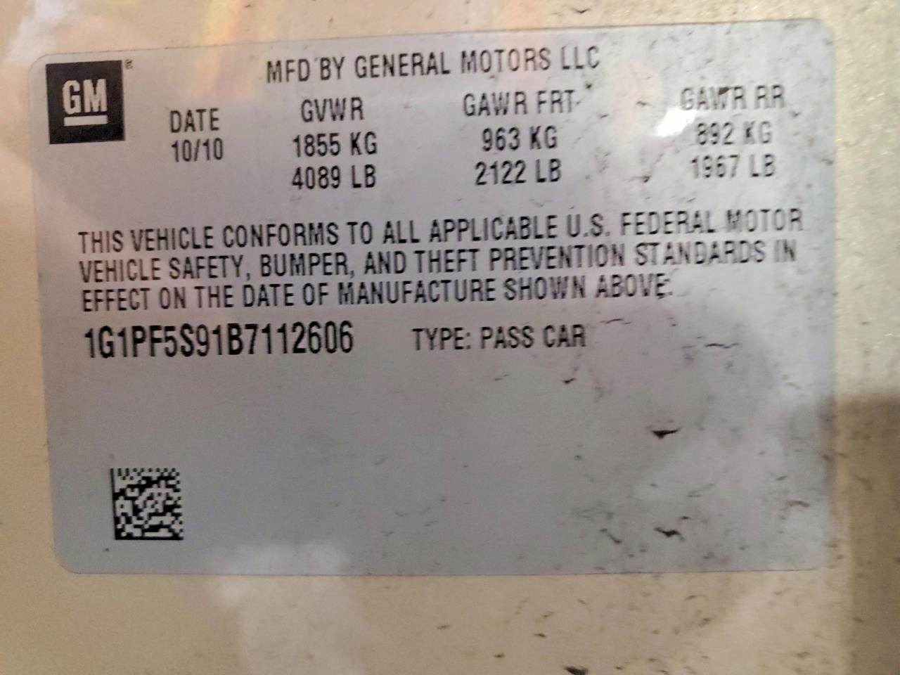2011 Chevrolet Cruze Lt Tan vin: 1G1PF5S91B7112606