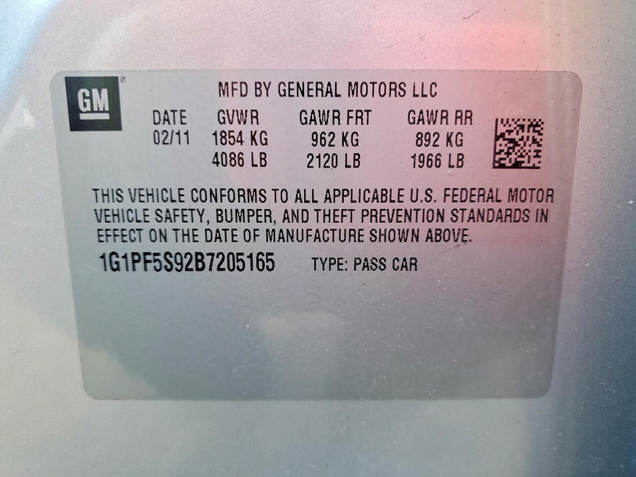 2011 Chevrolet Cruze Lt Серебряный vin: 1G1PF5S92B7205165