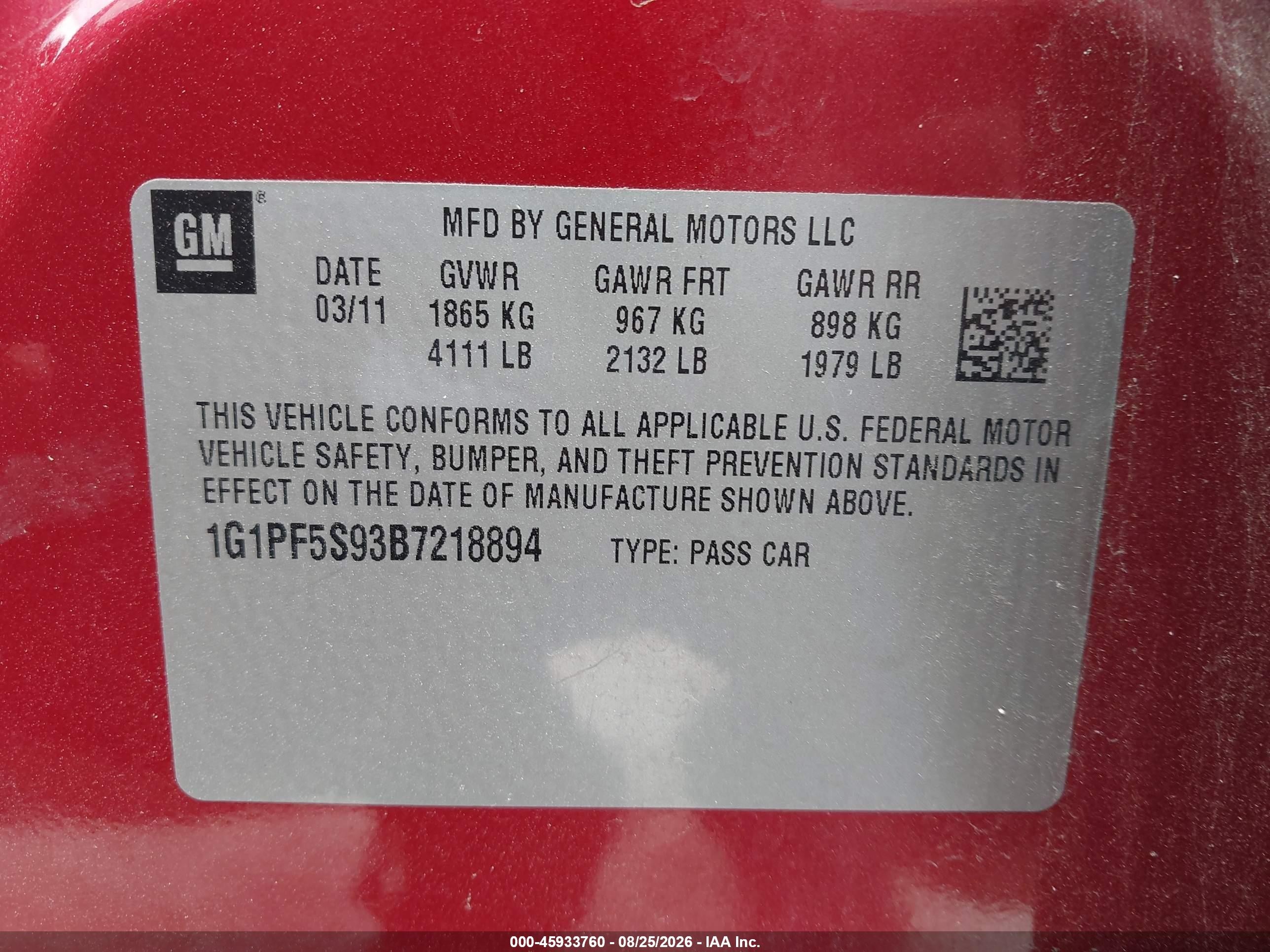 2011 Chevrolet Cruze 1lt Красный vin: 1G1PF5S93B7218894