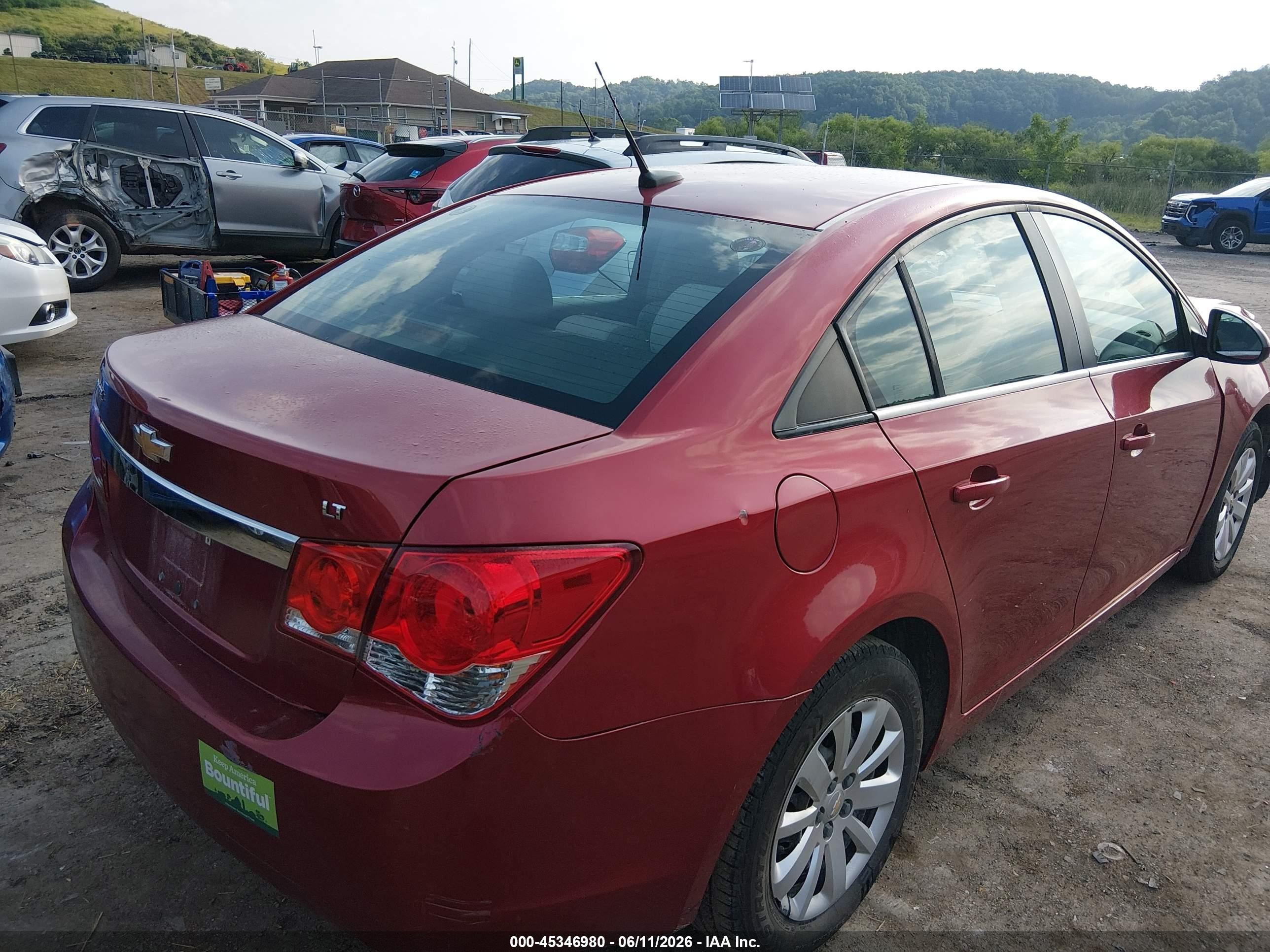 2011 Chevrolet Cruze 1lt Red vin: 1G1PF5S95B7169441