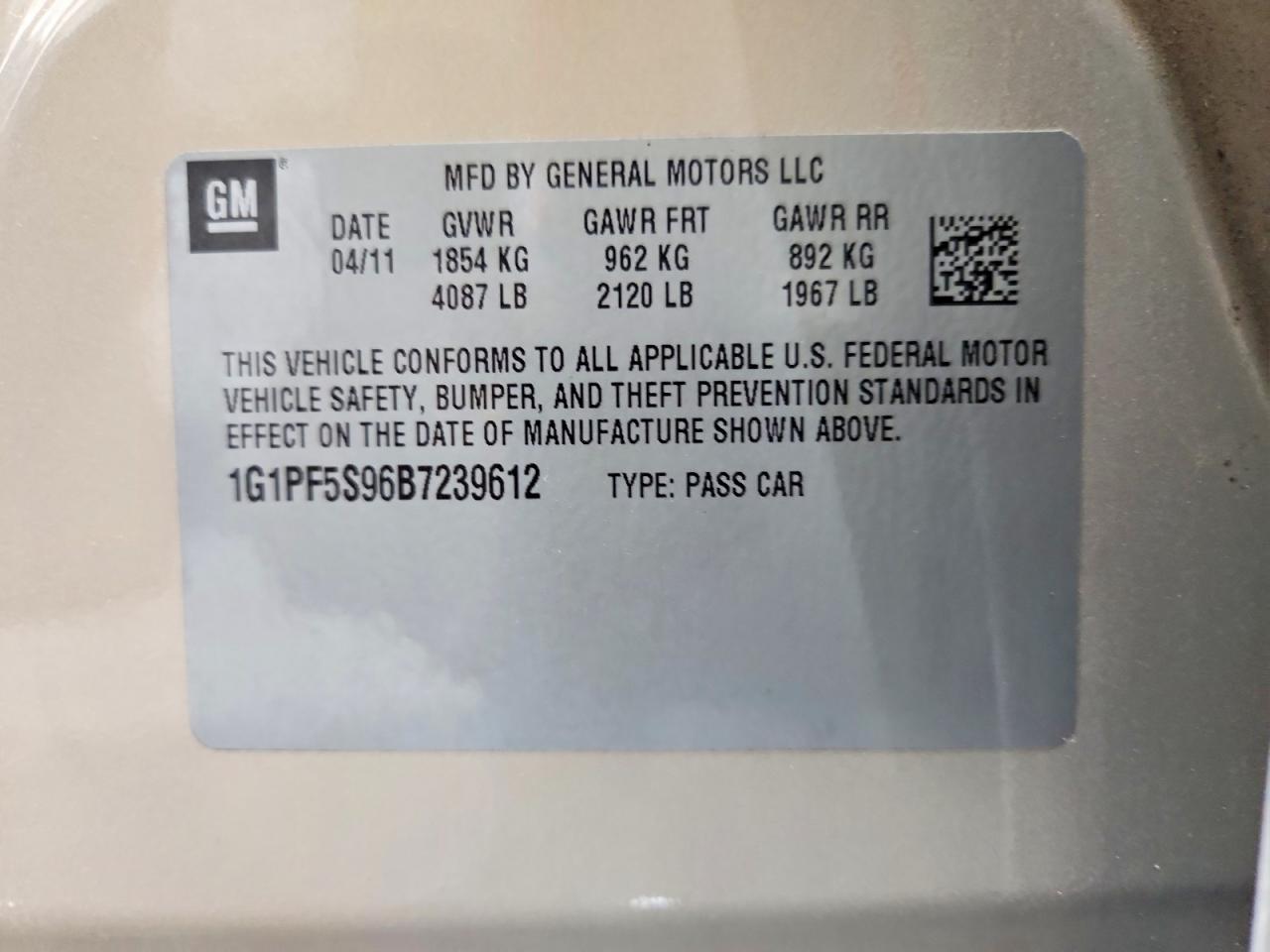 2011 Chevrolet Cruze Lt Золотой vin: 1G1PF5S96B7239612