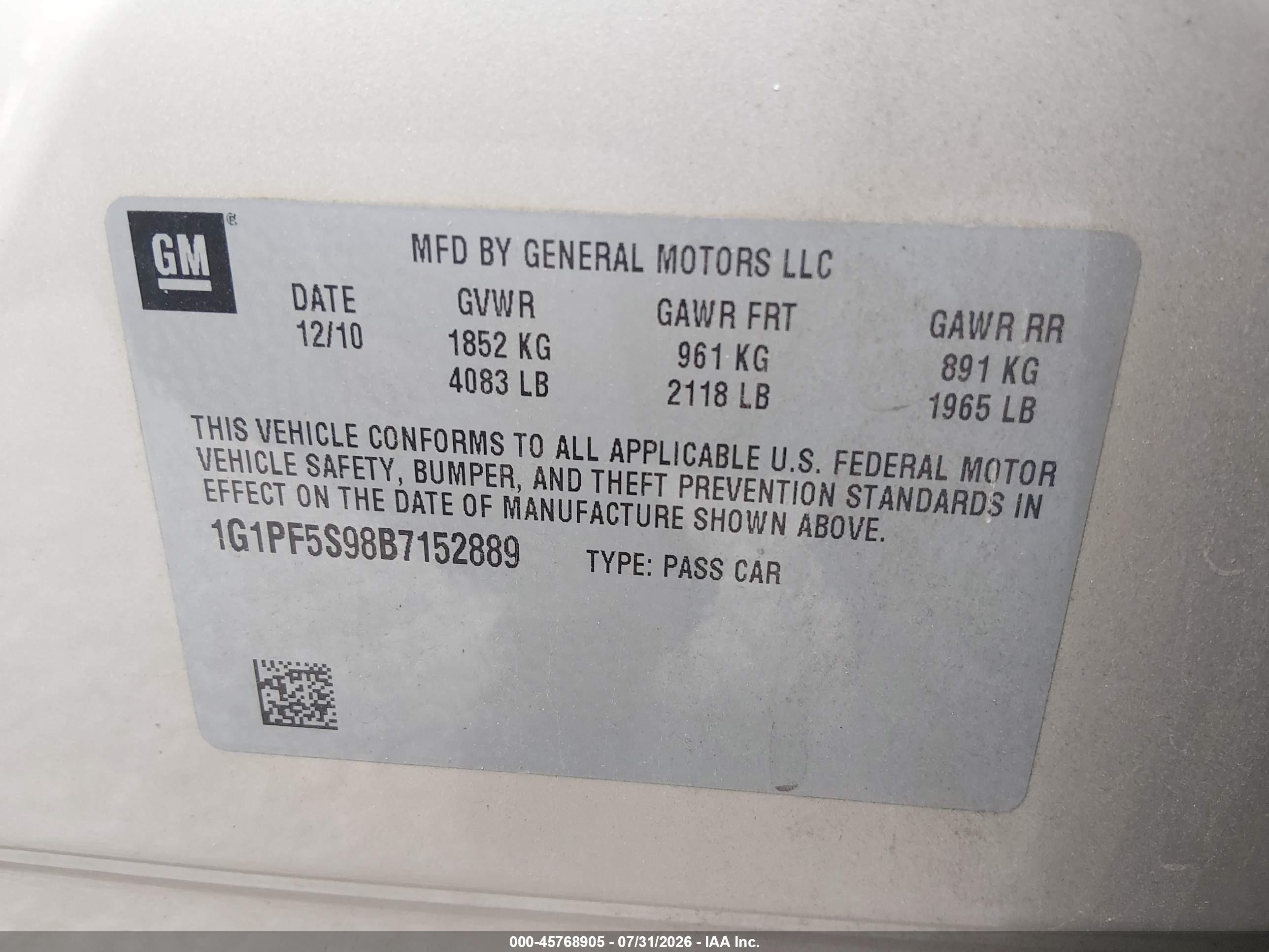 2011 Chevrolet Cruze 1lt Золотой vin: 1G1PF5S98B7152889