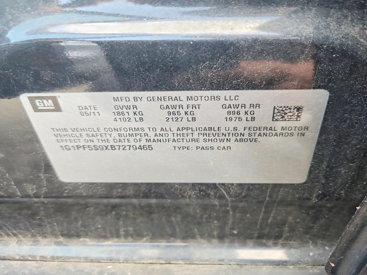 2011 Chevrolet Cruze Lt Черный vin: 1G1PF5S9XB7279465