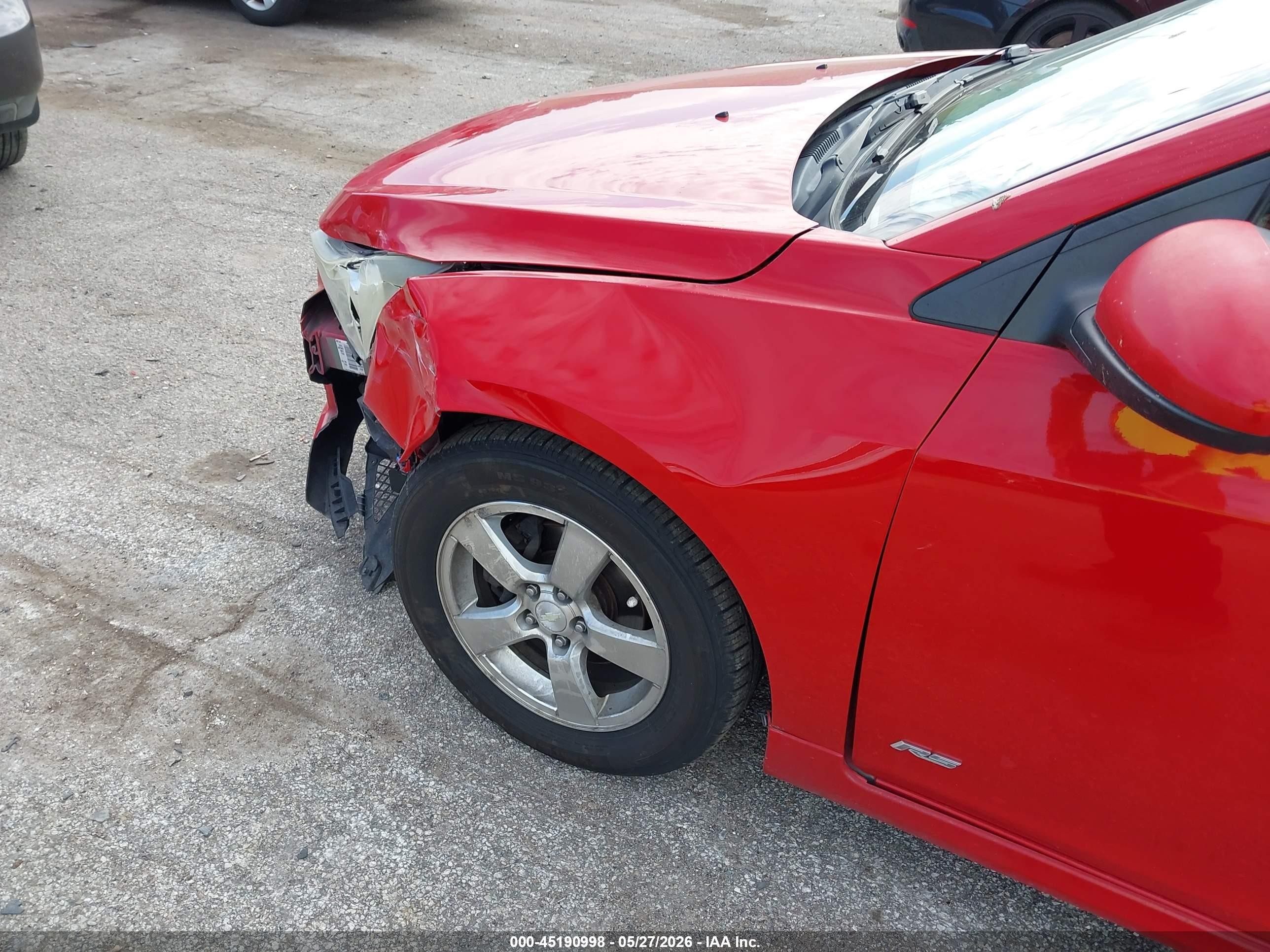 2012 Chevrolet Cruze 1lt Red vin: 1G1PF5SC0C7204352