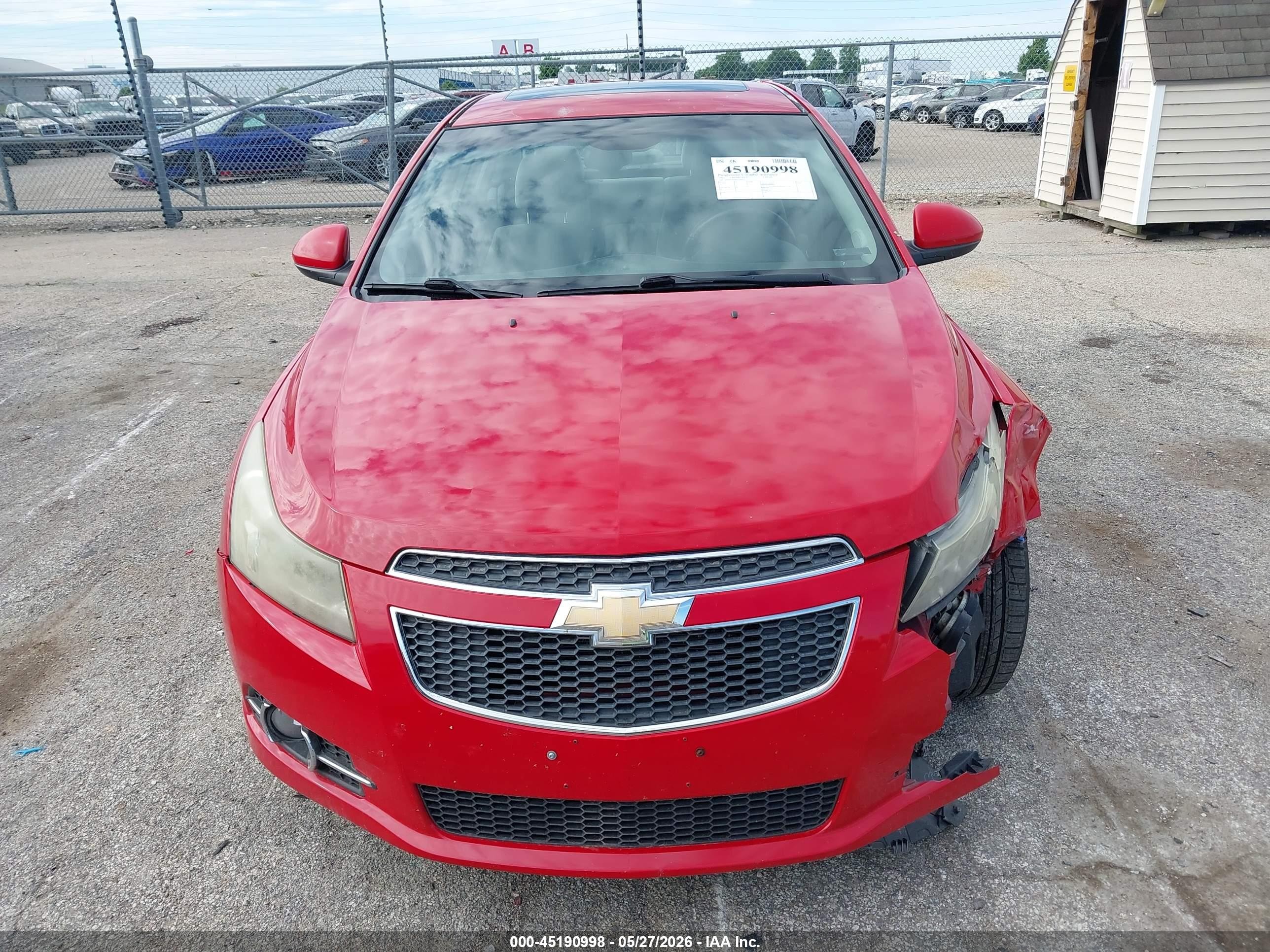 2012 Chevrolet Cruze 1lt Red vin: 1G1PF5SC0C7204352