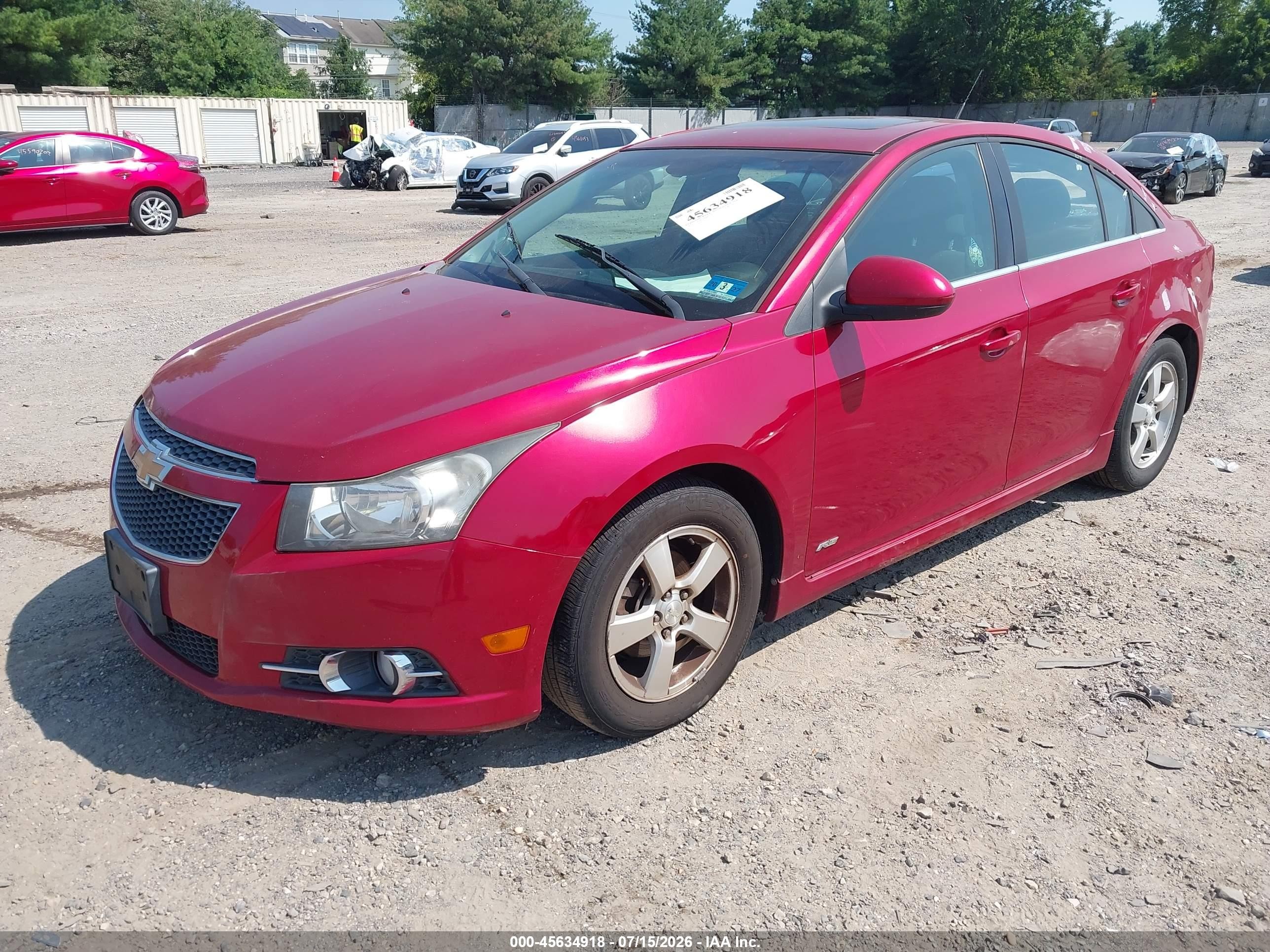 2012 Chevrolet Cruze 1lt Red vin: 1G1PF5SC0C7227629