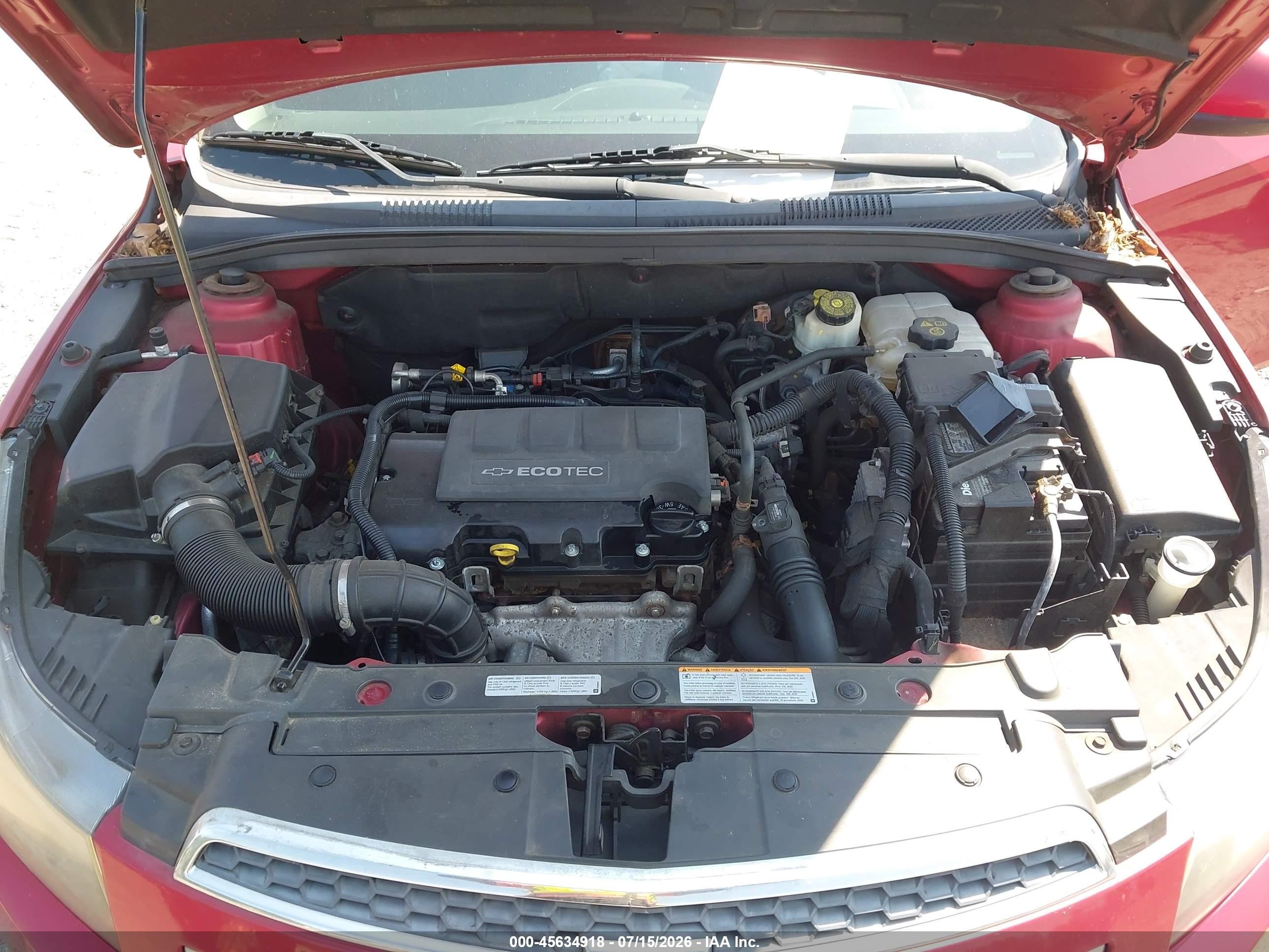 2012 Chevrolet Cruze 1lt Red vin: 1G1PF5SC0C7227629