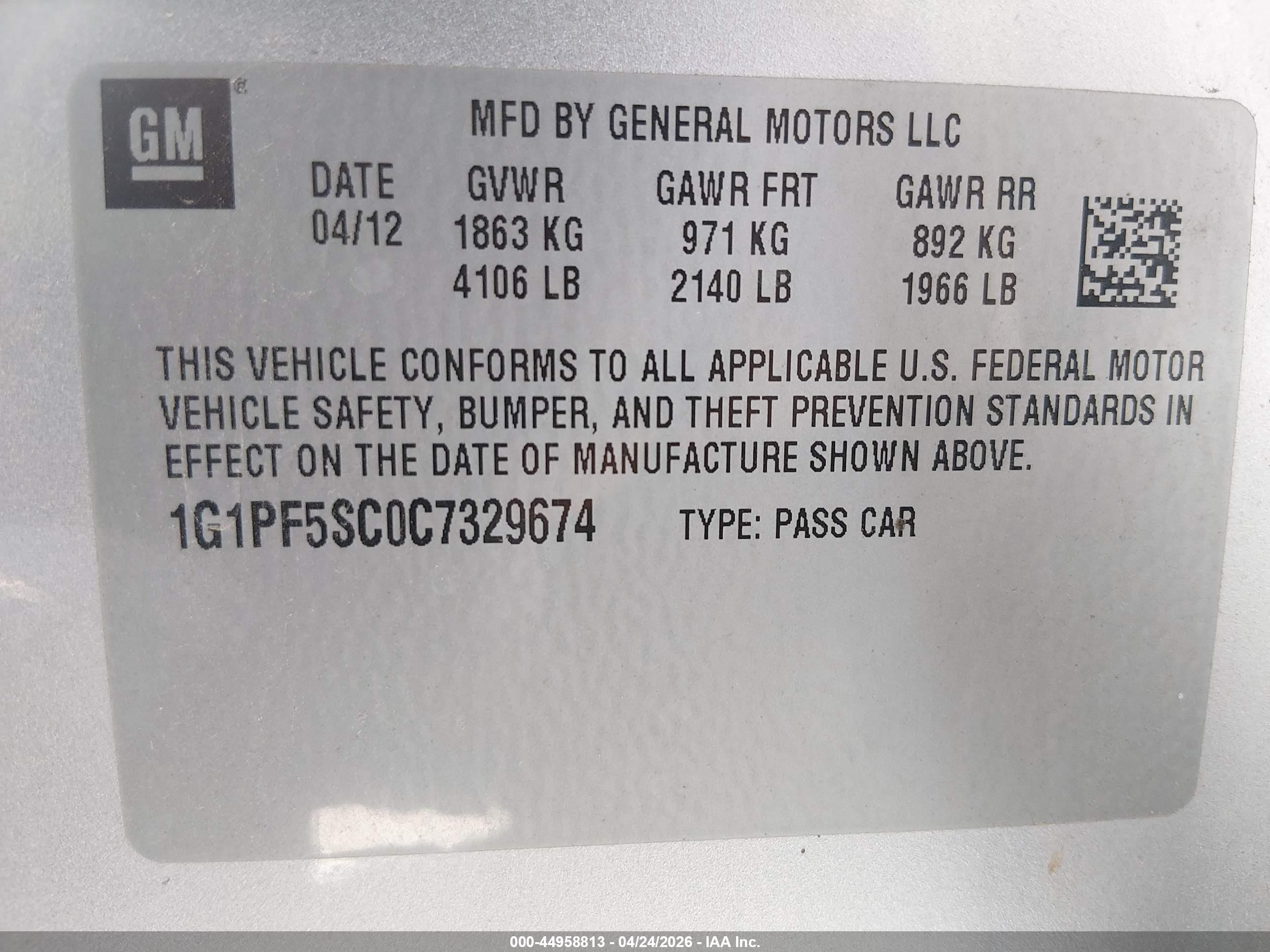2012 Chevrolet Cruze 1lt Silver vin: 1G1PF5SC0C7329674