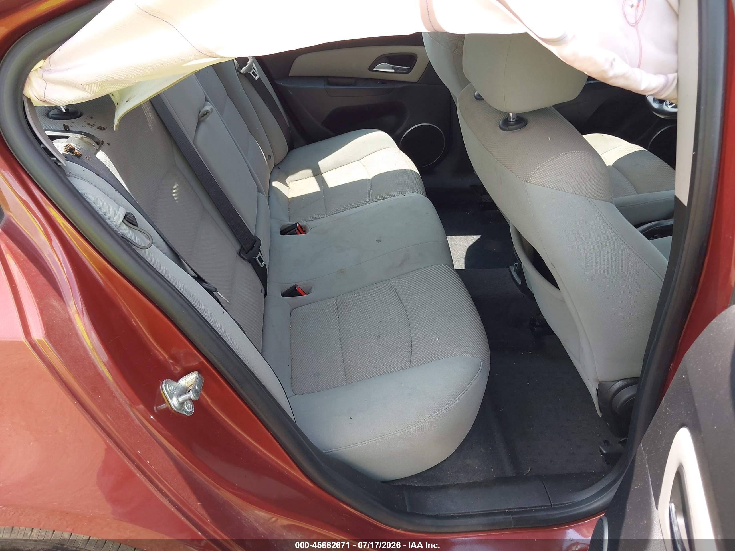 2012 Chevrolet Cruze 1lt Burgundy vin: 1G1PF5SC2C7218642