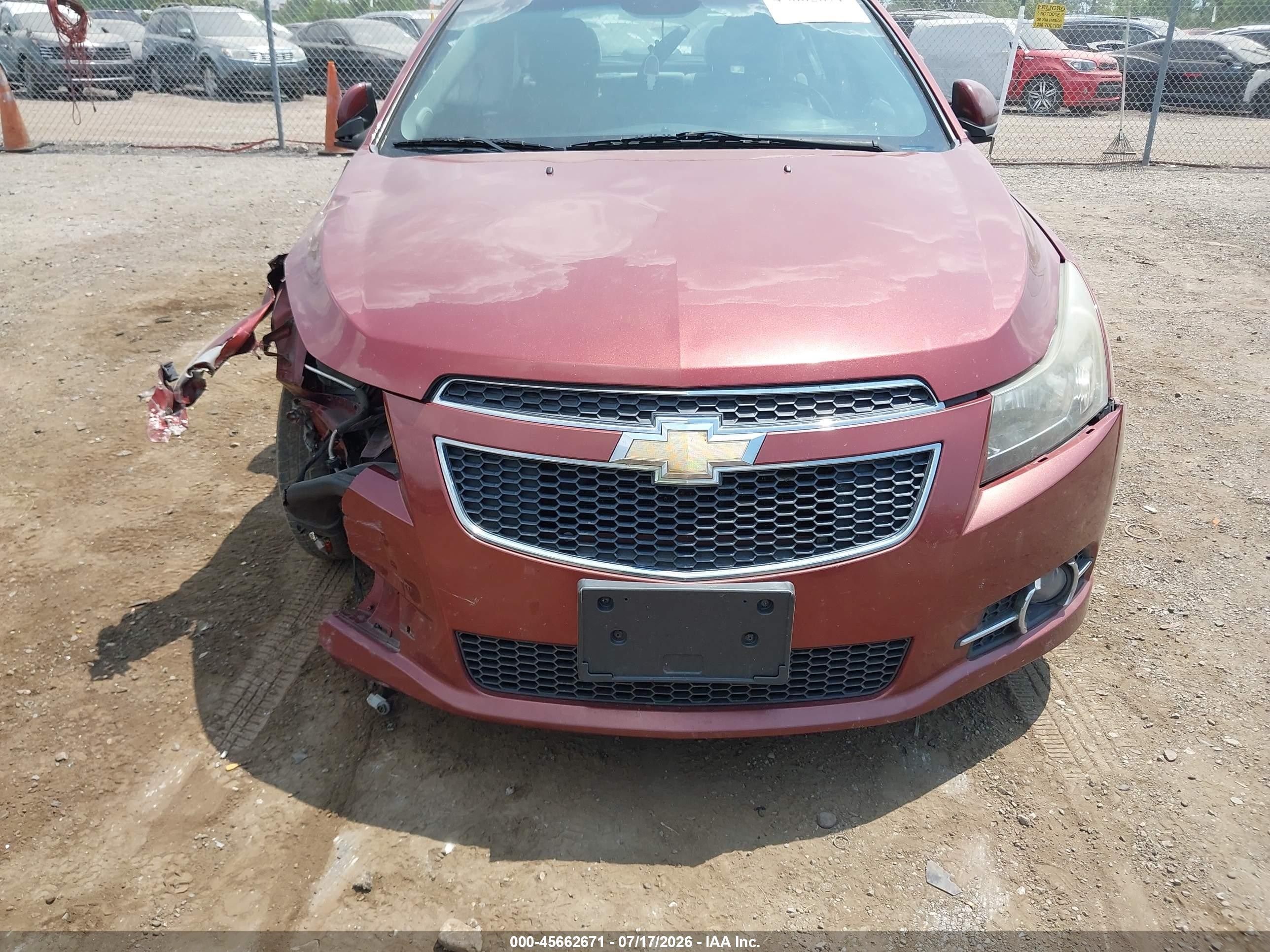 2012 Chevrolet Cruze 1lt Burgundy vin: 1G1PF5SC2C7218642