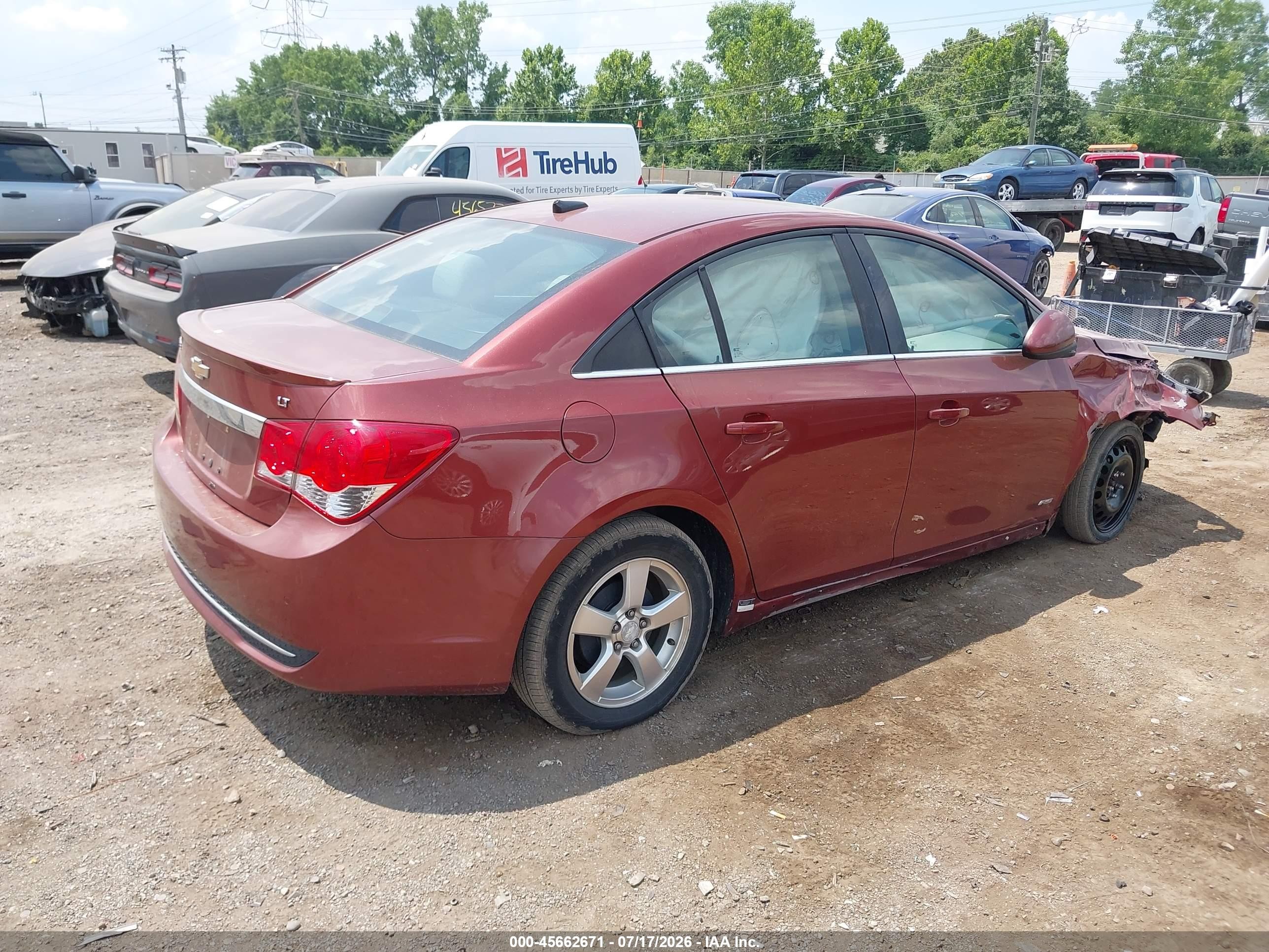 2012 Chevrolet Cruze 1lt Burgundy vin: 1G1PF5SC2C7218642