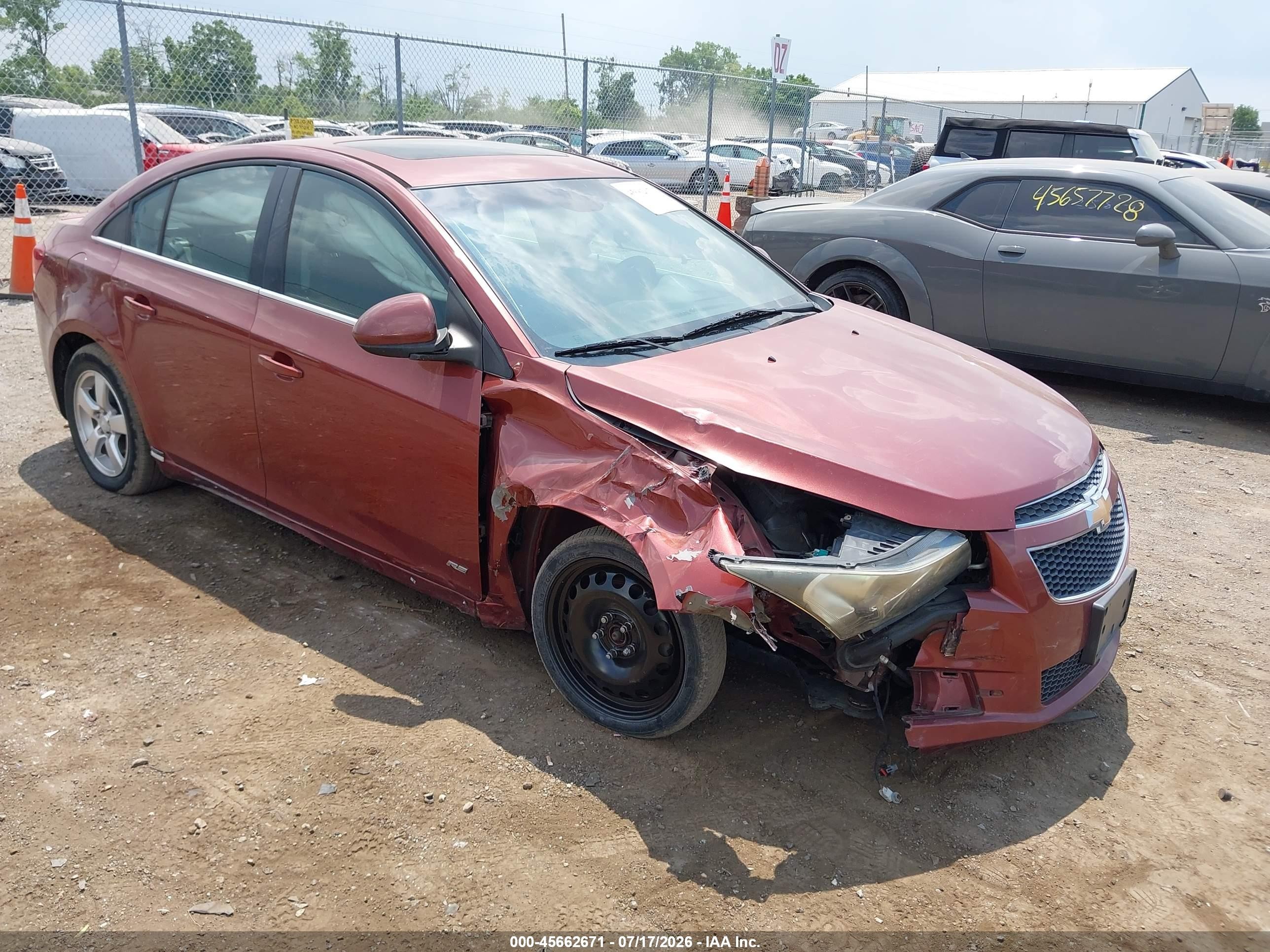 2012 Chevrolet Cruze 1lt Burgundy vin: 1G1PF5SC2C7218642